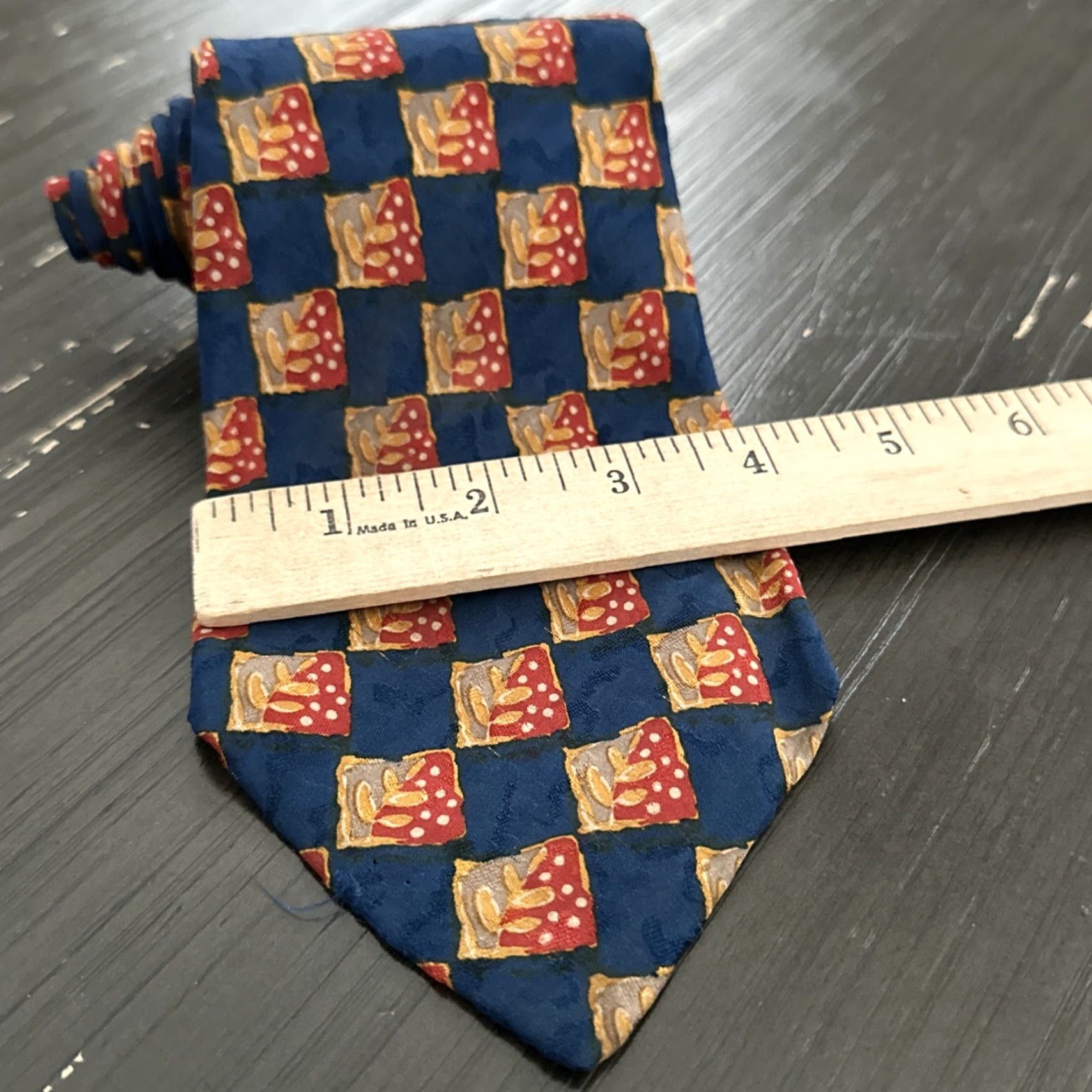 Ermenegildo Zegna VINTAGE Ermenegildo Zegna Silk Tie Classic Geometric Blue Red Leaf One Size Italy Mens Size ONE SIZE - 2 Thumbnail
