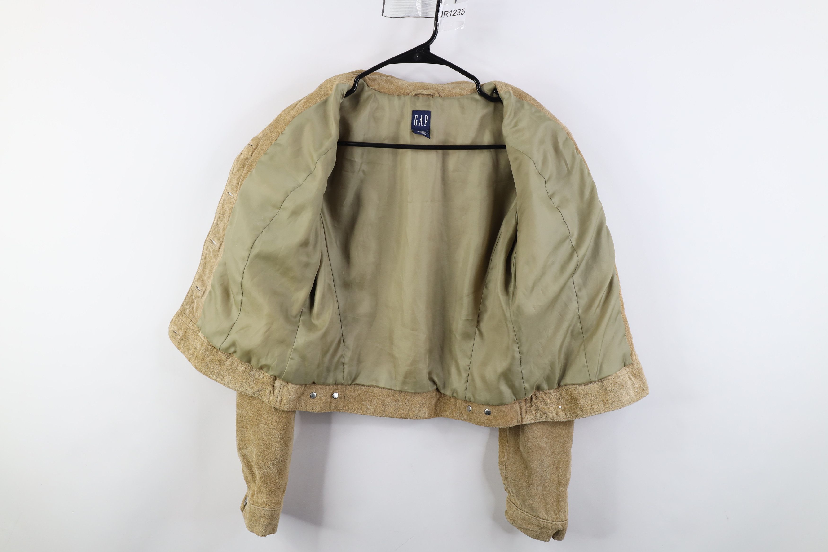 Gap Vintage 90s Y2K Gap Babydoll Leather Trucker Jacket Beige Size XS / US 0-2 / IT 36-38 - 9 Thumbnail