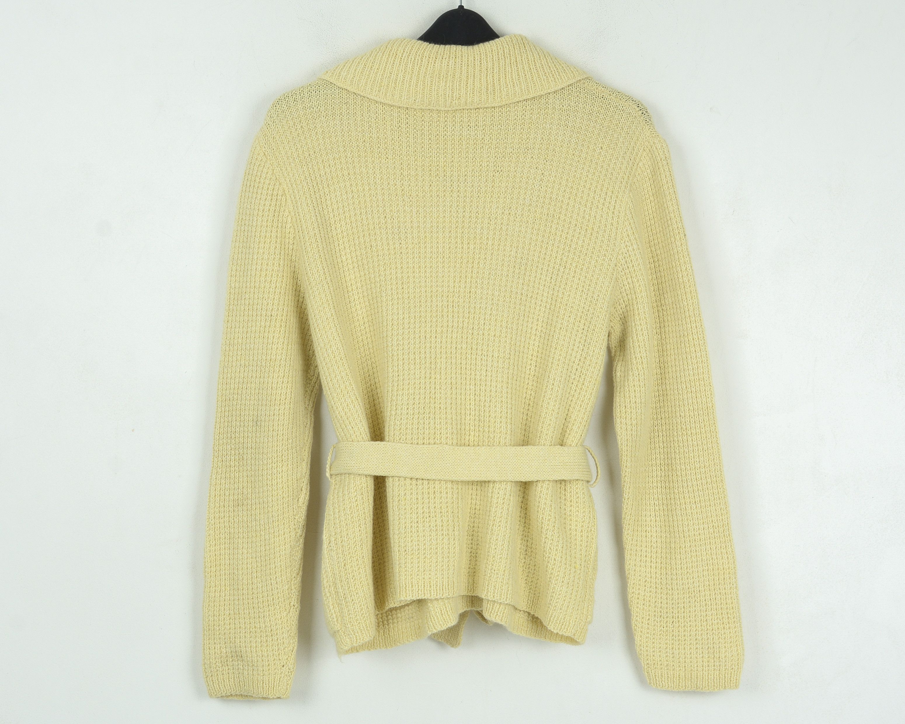 Other × Vintage XL Wool Cardigan Sweater Jumper Cable Knit Button Up Belted Size XL / US 12-14 / IT 48-50 - 7 Thumbnail