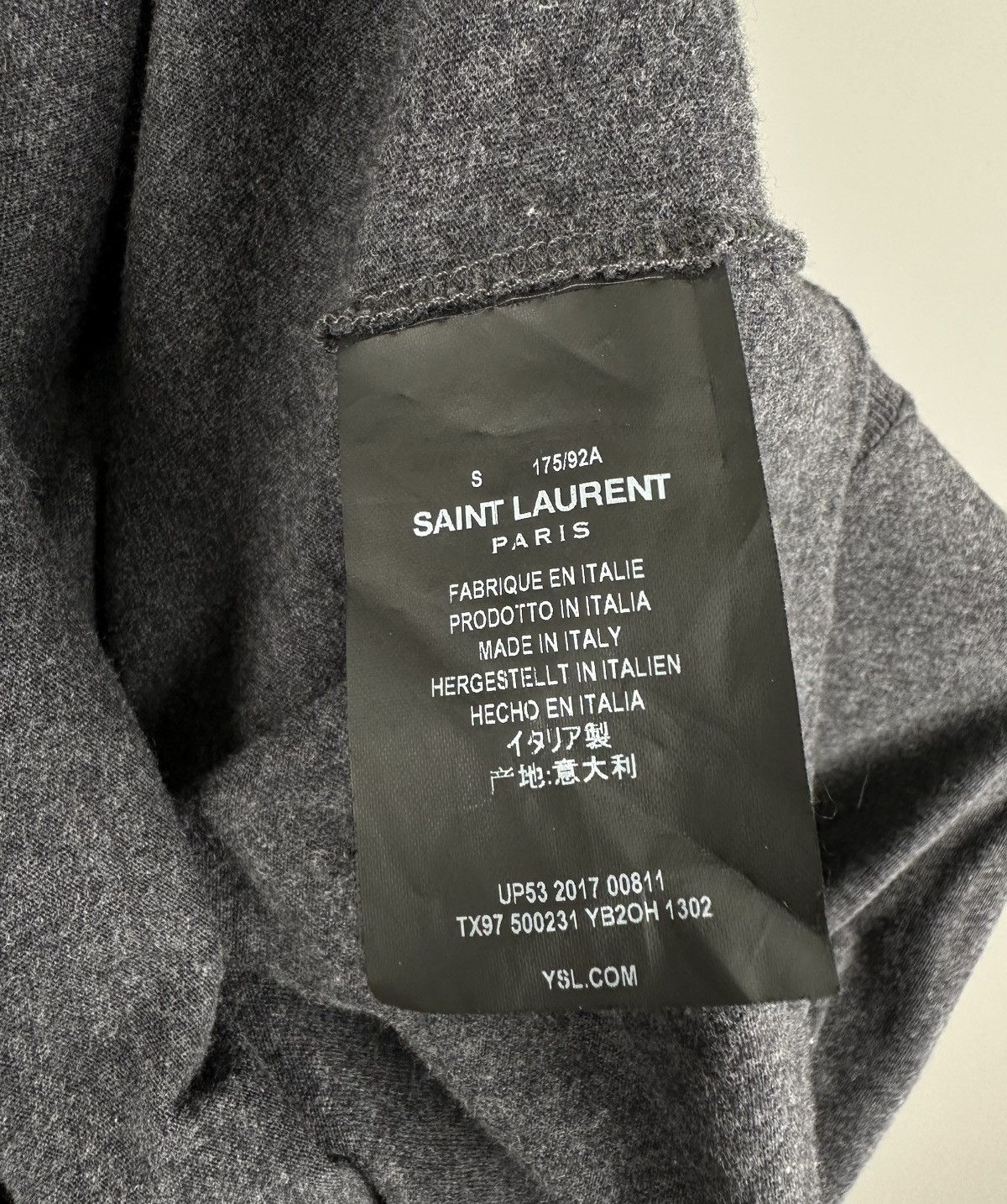 Saint Laurent Paris Saint Laurent - University SL Logo Short Sleeve Shirt Grey Size US S / EU 44-46 / 1 - 10 Thumbnail