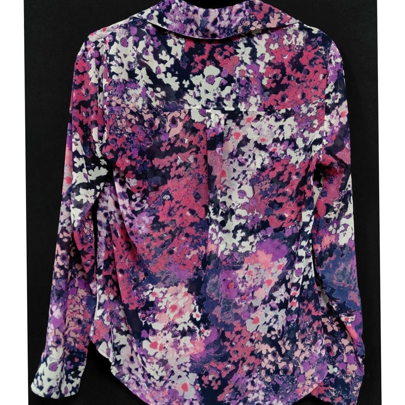 Express EXPRESS THE PORTOFINO SHIRT Womens XS Pink Floral Button Top Long Sleeve Collared Size Size XS / US 0-2 / IT 36-38 - 2 Thumbnail
