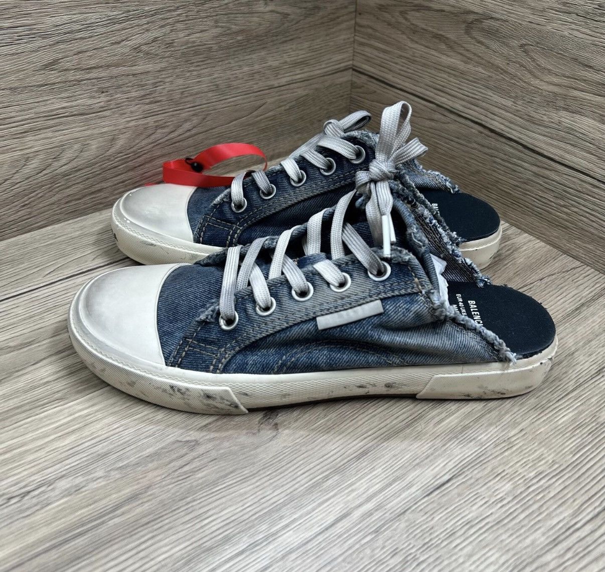 Balenciaga Balenciaga Paris Denim Mule Slides J41 Size US 7 / IT 37 - 1 Thumbnail