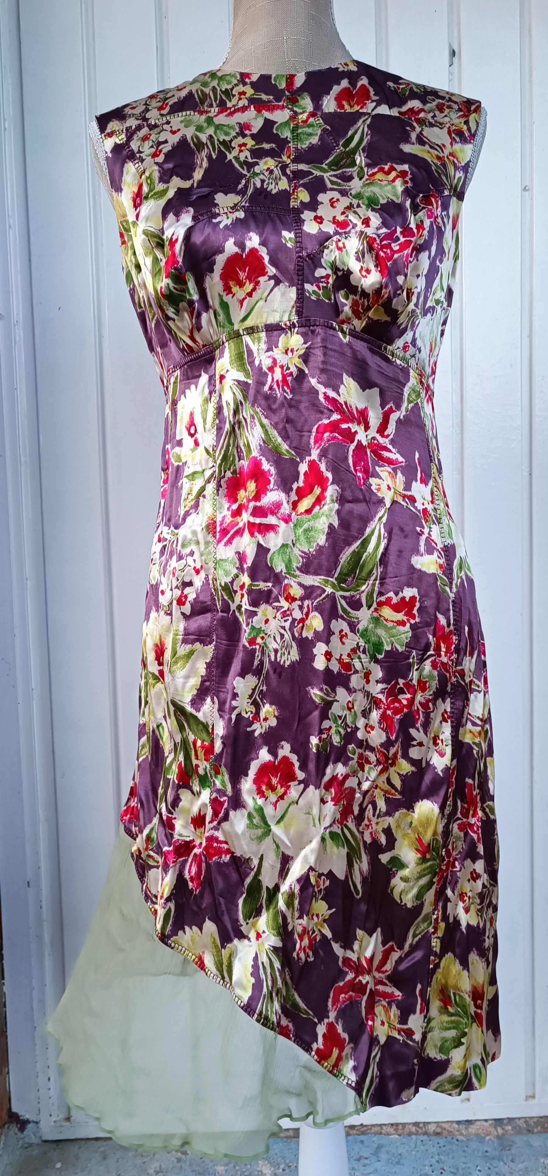 Jean Paul Gaultier 2000's- Midi dress in shiny purple satin Size M / US 6-8 / IT 42-44 - 1 Thumbnail