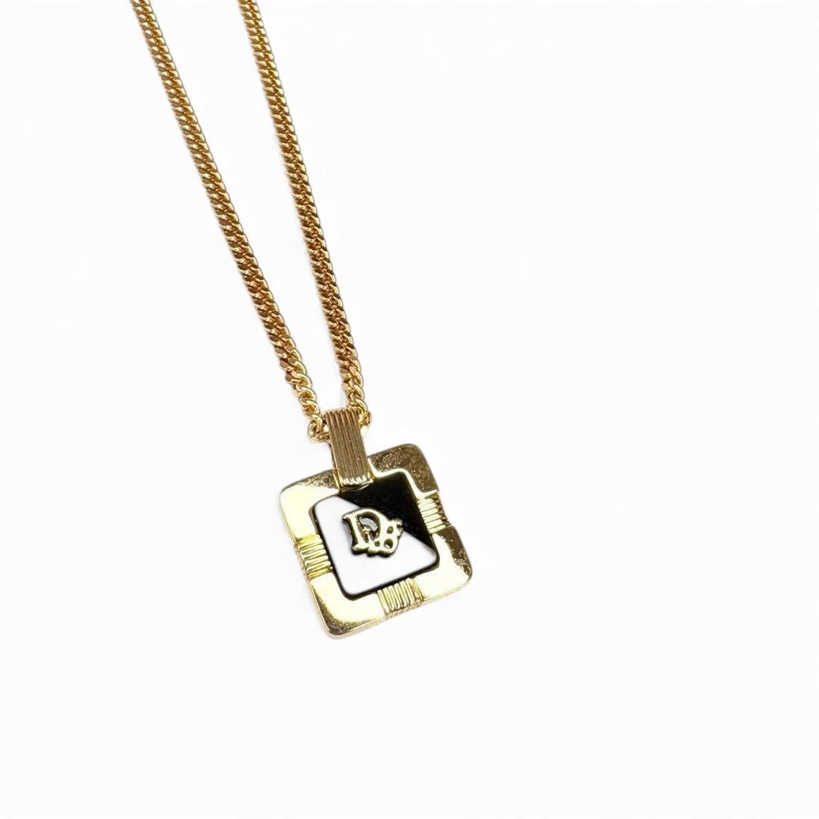 Christian Dior Monsieur Christian Dior - Gold Tone Square Pendant Necklace Size ONE SIZE - 4 Thumbnail