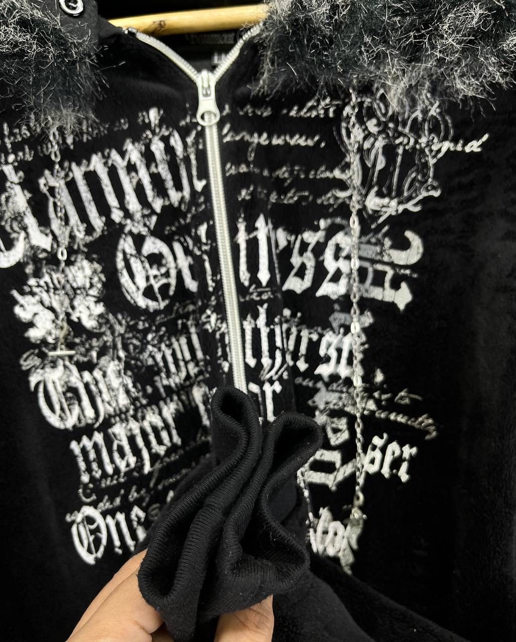 If Six Was Nine Beaumont Carr Poem Punk Fur Hoodie Fleece Jacket Size US L / EU 52-54 / 3 - 11 Thumbnail