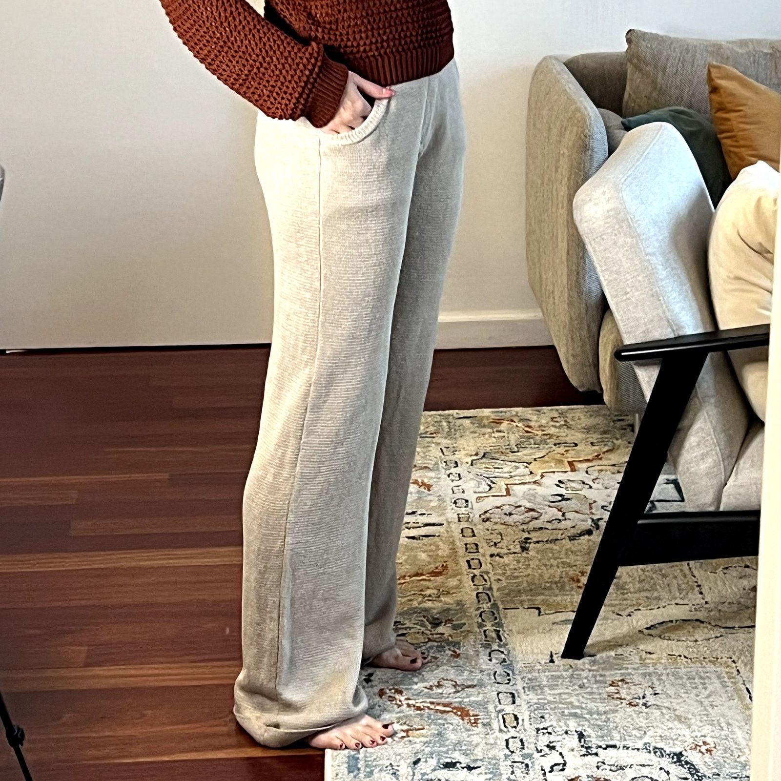 Aya Muse Lumen knitted straight pants size M beige New