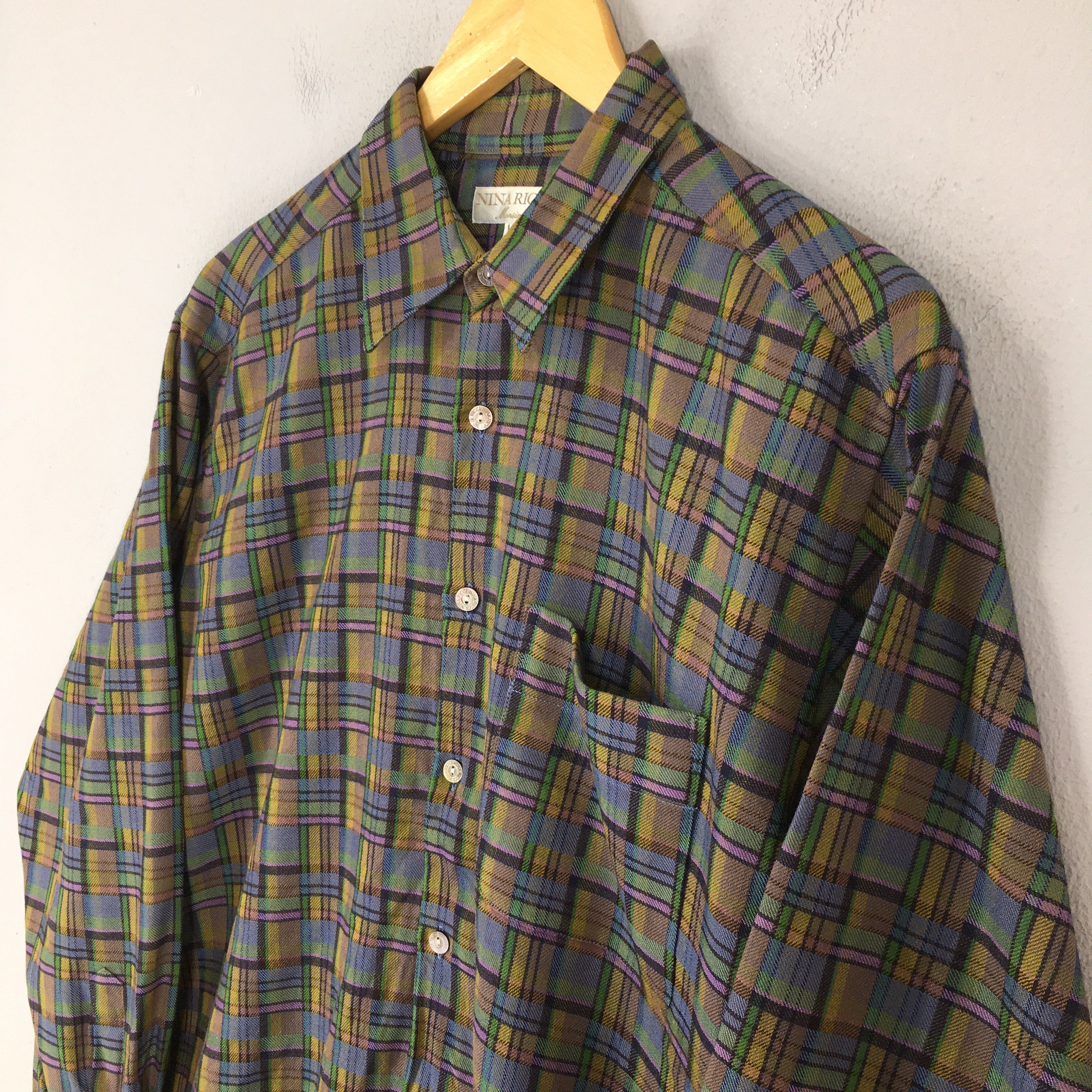 Vintage Vintage Nina Ricci Plaid Checkered Casual Shirt Large Size US L / EU 52-54 / 3 - 3 Thumbnail