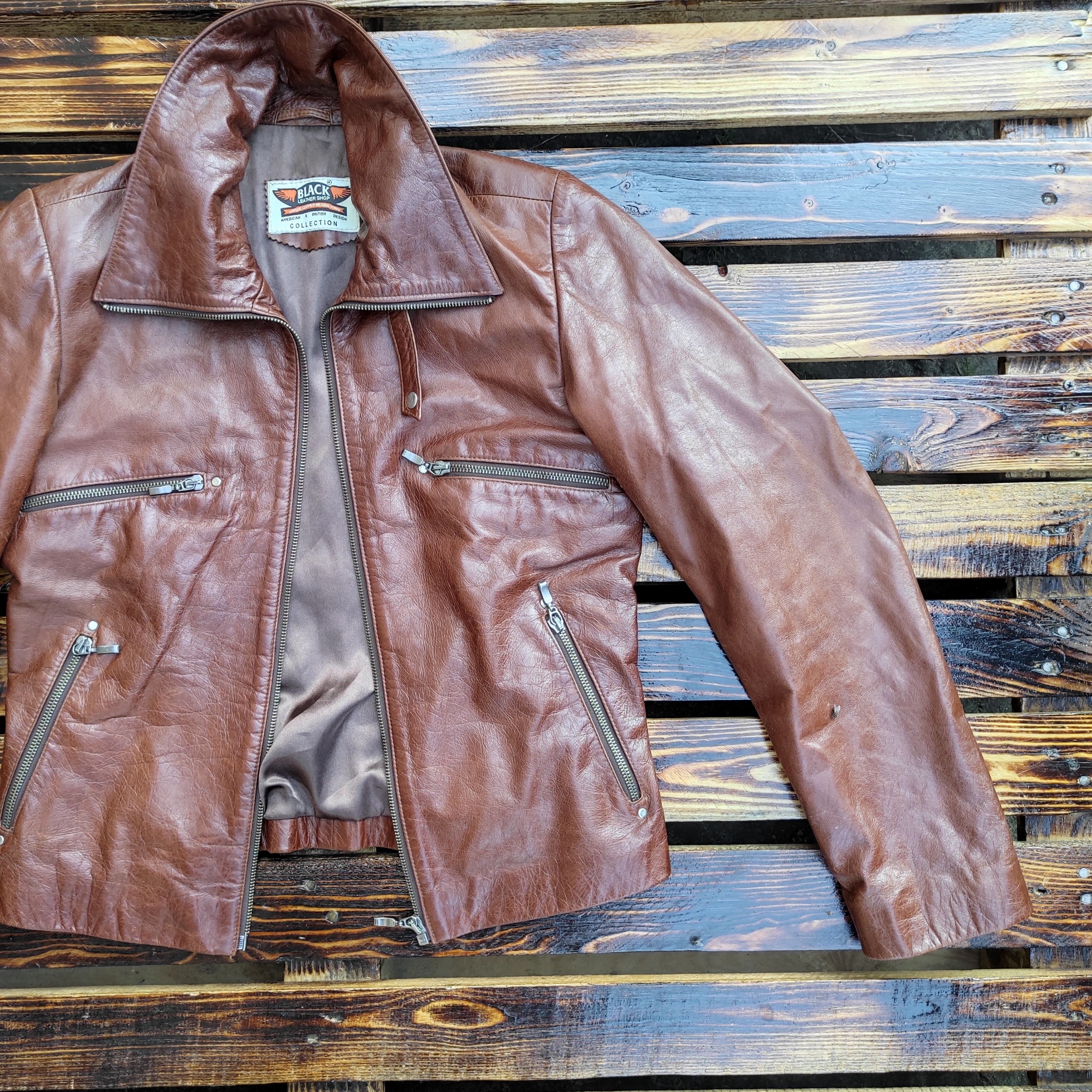Genuine Leather × Leather Brown Bomber Men's Jacket - Genuine Lamb Leather - Size S Size US S / EU 44-46 / 1 - 2 Thumbnail