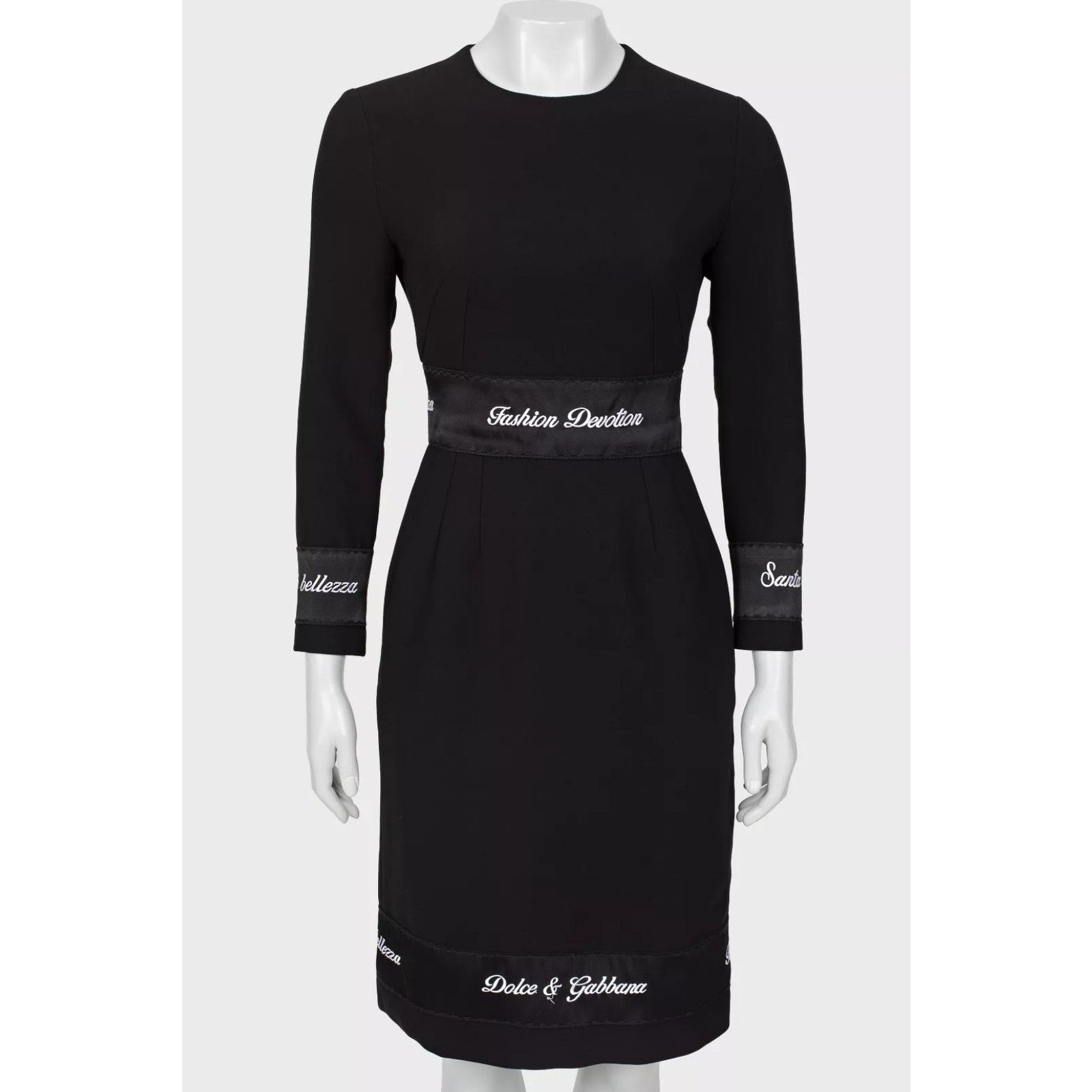 Dolce & Gabbana Dolce & Gabbana Black Wool Embroidered Midi Dress Sz36/XXS Size XS / US 0-2 / IT 36-38 - 1 Thumbnail