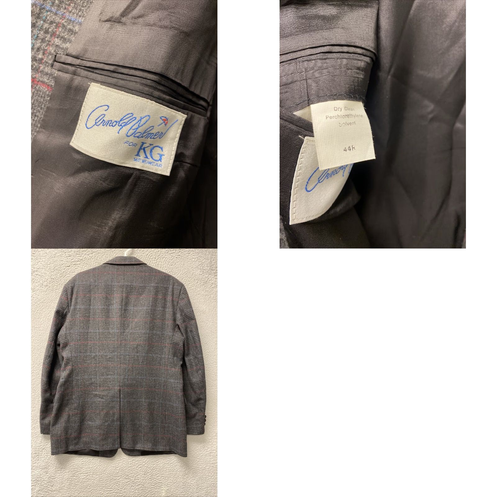Palmes Arnold Palmer Sport Coat Mens 44R Gray Plaid Wool 2 Button /76-73 Shirt Jacket Blazer Classic Notch London 100% Virgin Wool Dry Clean Only Mens Size 44R - 8 Thumbnail