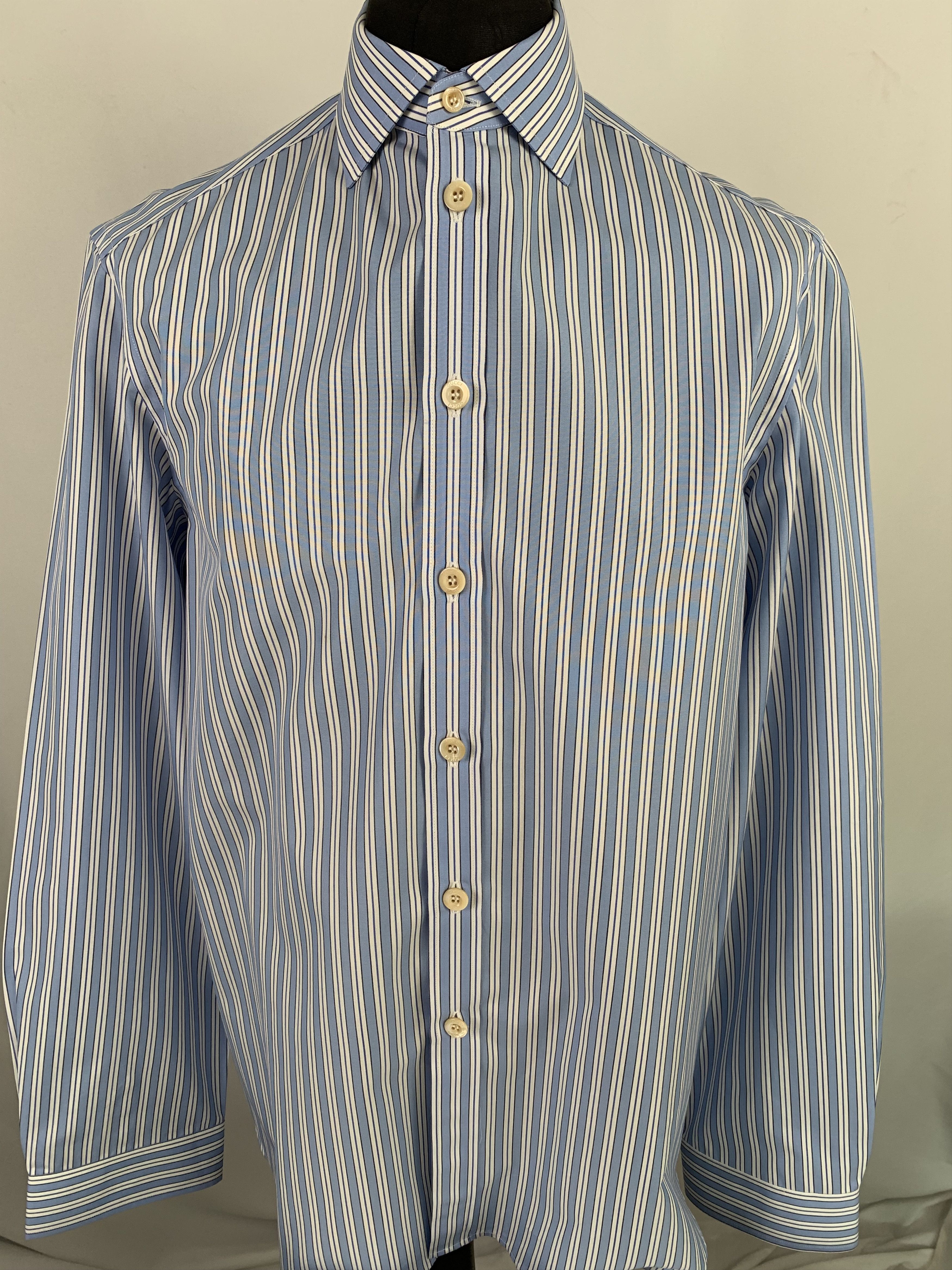 image of Gucci Striped Cotton Shirt in Blue, Men's (Size Large)