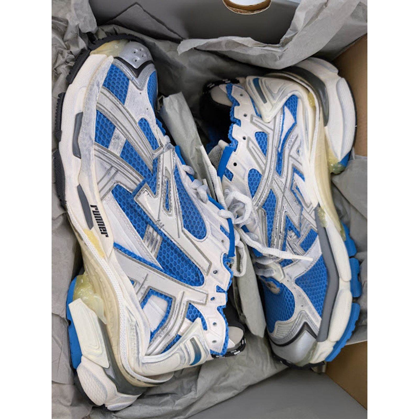 Balenciaga o1rshd1 Runner Sneaker in Grey / Blue / Black Size US 14 / EU 47 - 22 Thumbnail