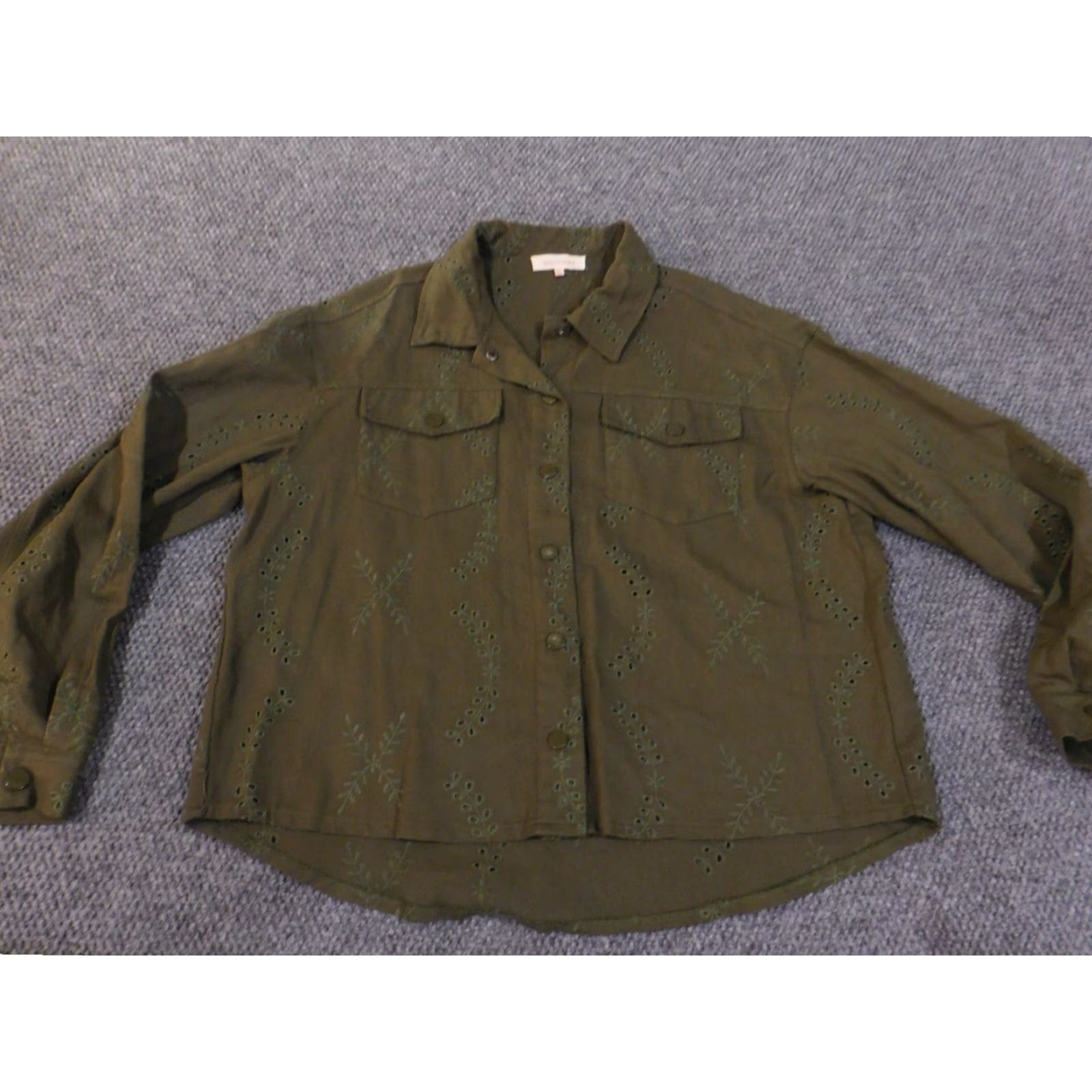 Vintage Anthology Solitare Top XL Womens Green Floral Embroidered Denim Jacket Size XL / US 12-14 / IT 48-50 - 7 Thumbnail
