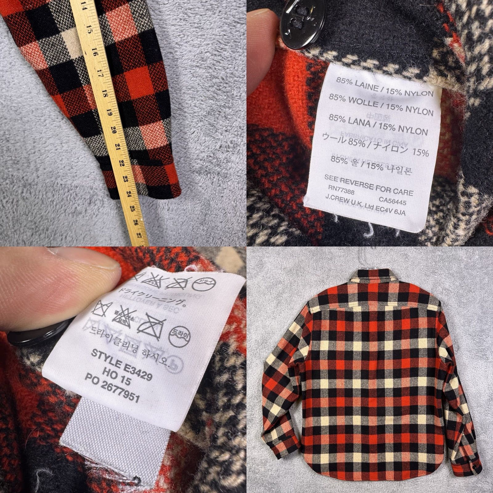 J.Crew J. Crew Shirt Jacket Mens M Wool Buffalo Plaid Mackinaw E3429 Wallace Barnes Red Wool Jacket Men M Plaid Overcoat Size US M / EU 48-50 / 2 - 8 Thumbnail