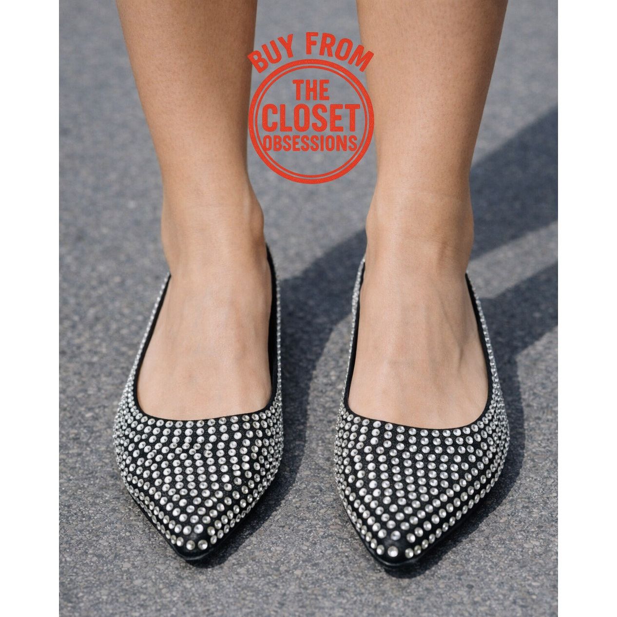 Zara Zara Rhinestone Pointed Toe Flats Sparkle Ballet Flats Size US 7.5 / IT 37.5 - 3 Thumbnail