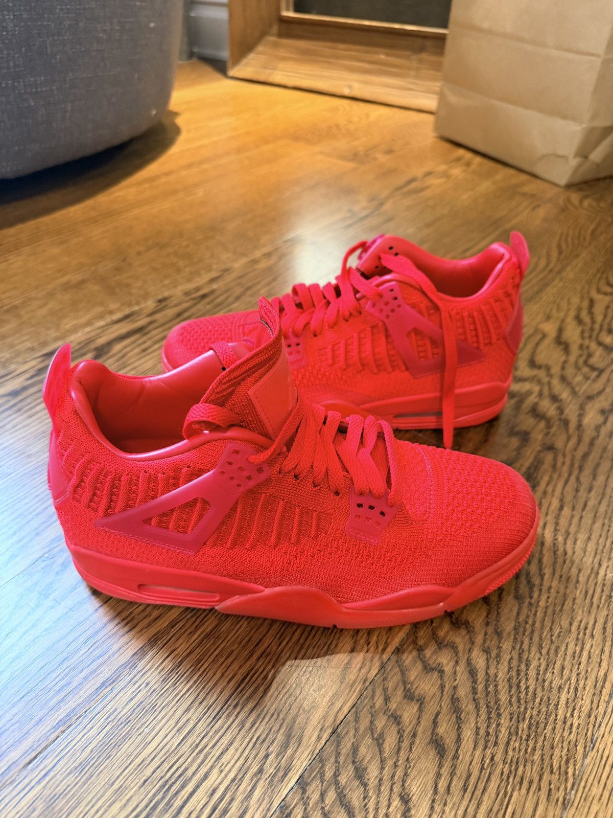 Nike Air Jordan 4 Flyknit “University Red” Triple Red Size US 8.5 / EU 41-42 - 3 Thumbnail