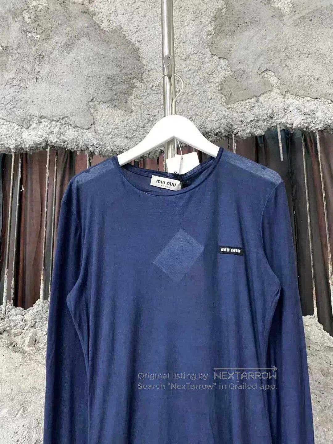Miu Miu miumiu navy blue long sleeve fitted top. Size M / US 6-8 / IT 42-44 - 3 Thumbnail