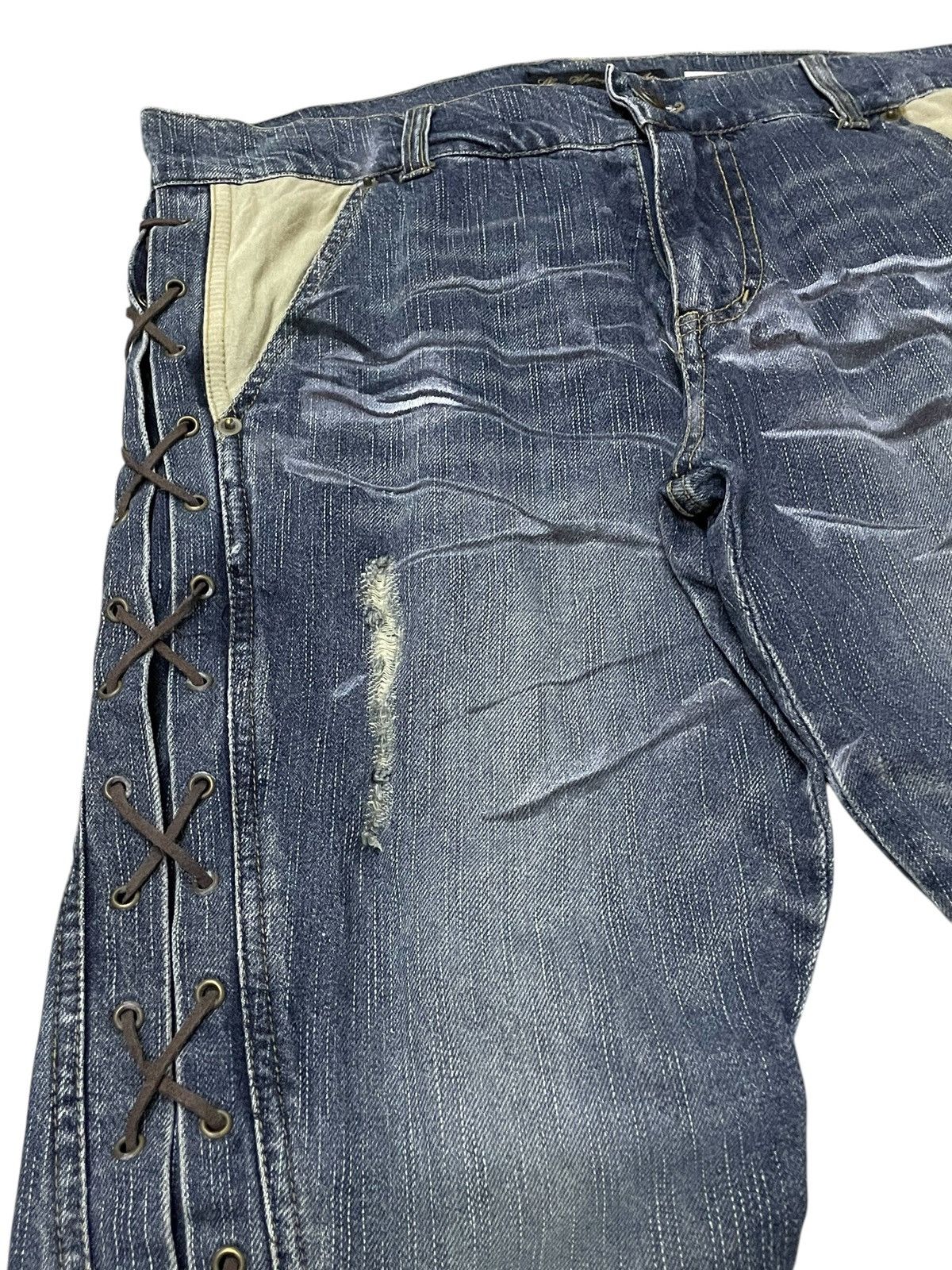 Japanese Brand × Tornado Mart How Hard Jan 40 Paneled Spiral Laces Up Flare Jeans Size US 32 / EU 48 - 7 Thumbnail