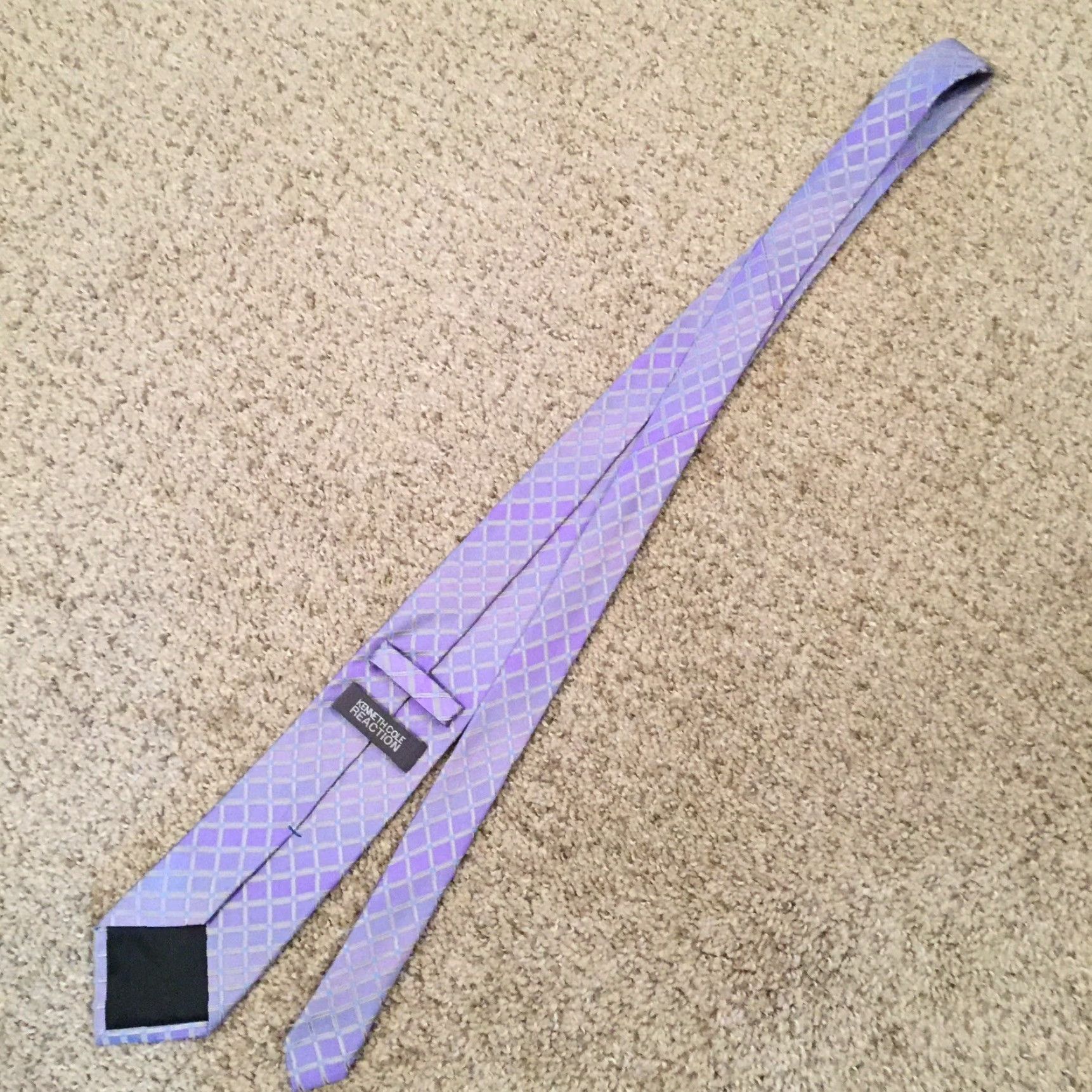 Kenneth Cole Kenneth Cole Reaction Purple Check 100% Silk Neck Tie Size ONE SIZE - 6 Thumbnail
