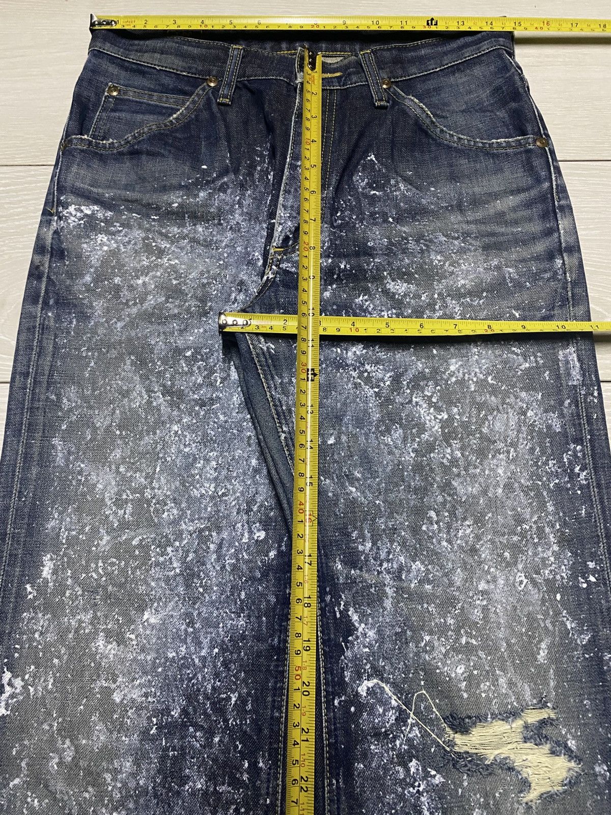 Number (N)ine Vintage Lee Riders Splatter Effect Paint Flare Repair Jeans Size US 29 - 17 Thumbnail