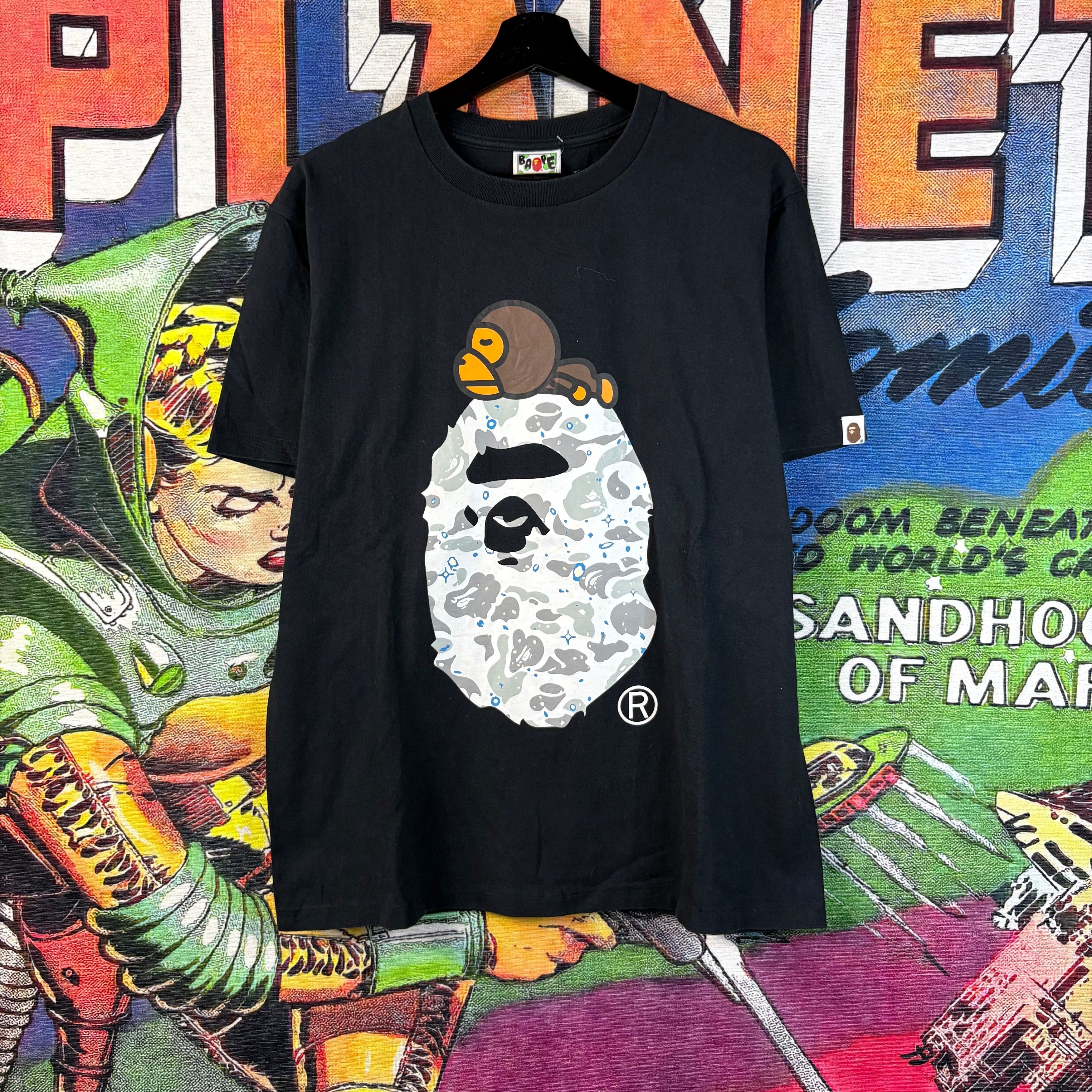 BAPE Space Camo On Big Ape Head Tee Size Large