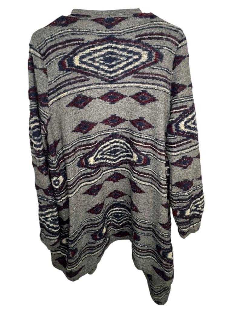 Lucky Brand Lucky Brand Aztec Tribal Print Boho Draped Cardigan Sweater Size XL / US 12-14 / IT 48-50 - 4 Thumbnail