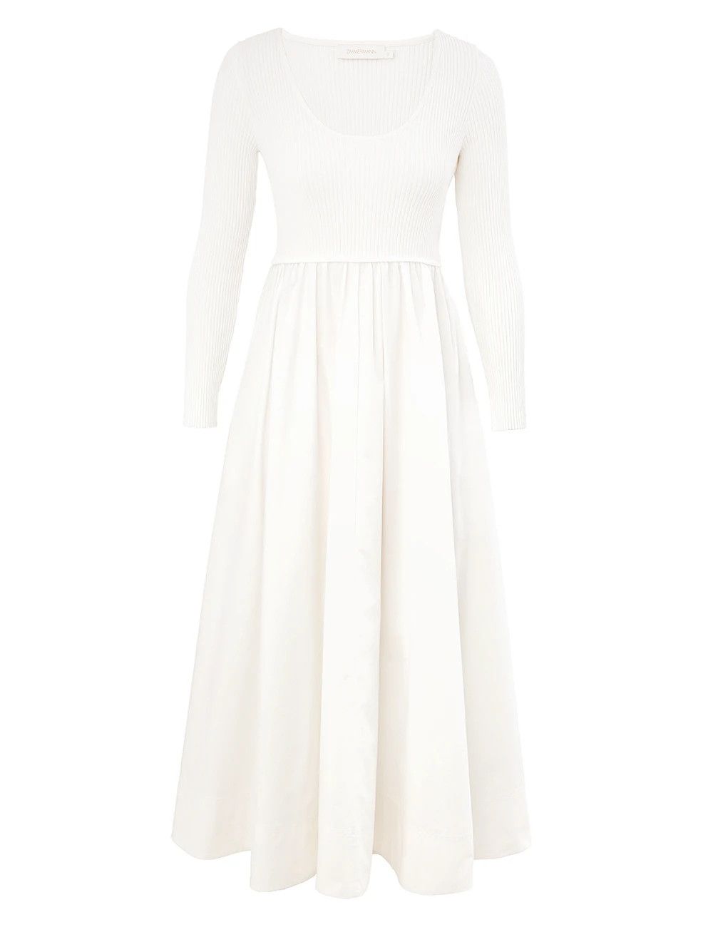 Zimmermann oc11z0226 Poplin Scoop Dress In White Size L / US 10 / IT 46 - 1 Thumbnail