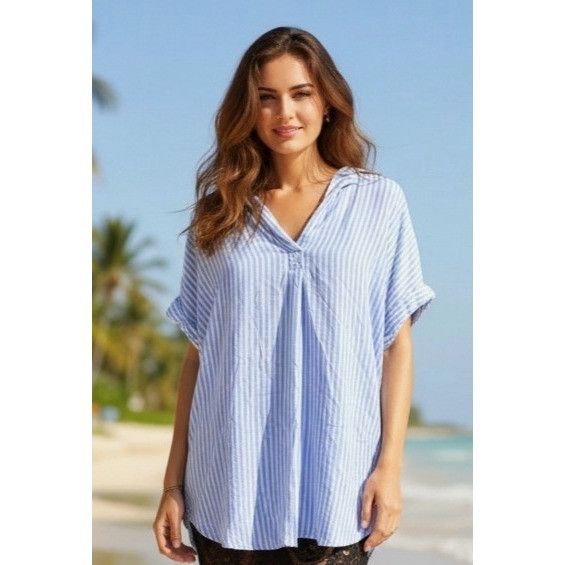 Other Beach Lunch Lounge Kenzie Shirt Small Blue White Striped Size S / US 4 / IT 40 - 1 Thumbnail