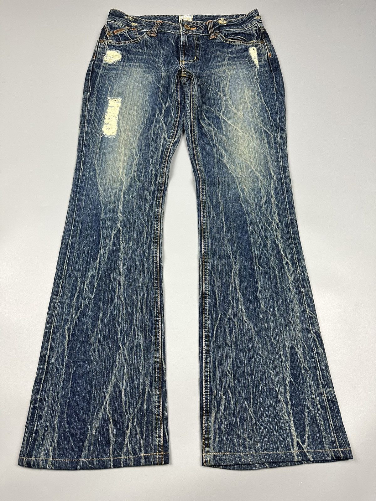 If Six Was Nine Vintage Vienus Jean by Something Edwin Whiskered Flare Denim Size US 30 / EU 46 - 3 Thumbnail
