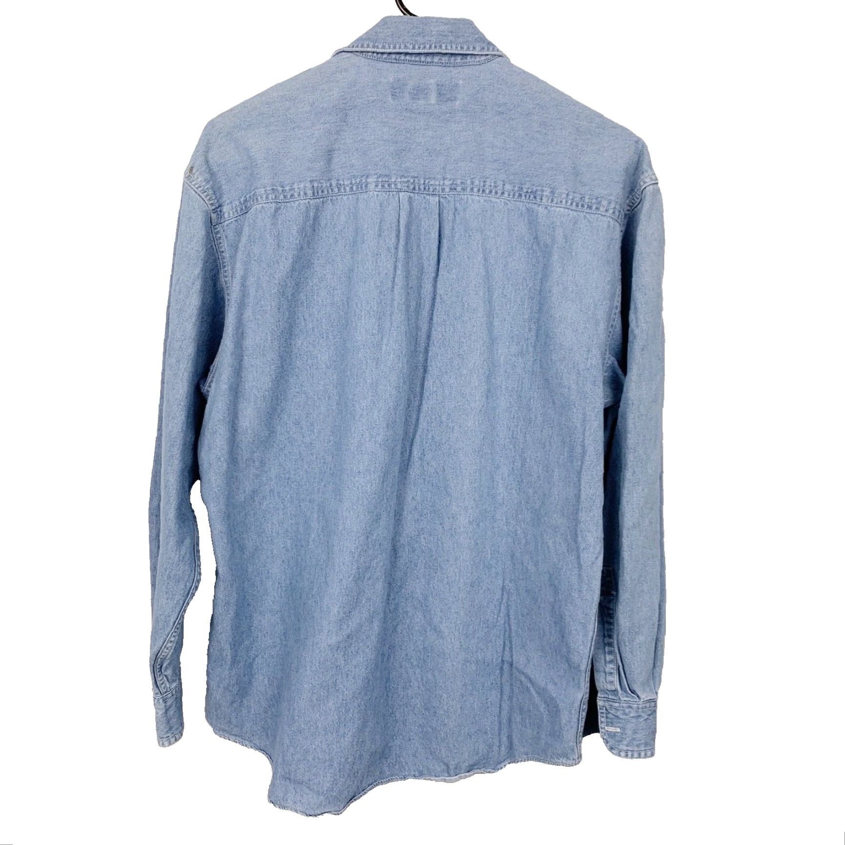 Perry Ellis Vintage Perry Ellis Denim Button-Up Shirt Solid Cotton Medium Blue Men's Button-Down Collar Long Sleeve Regular Denim Shirt Size US M / EU 48-50 / 2 - 6 Thumbnail