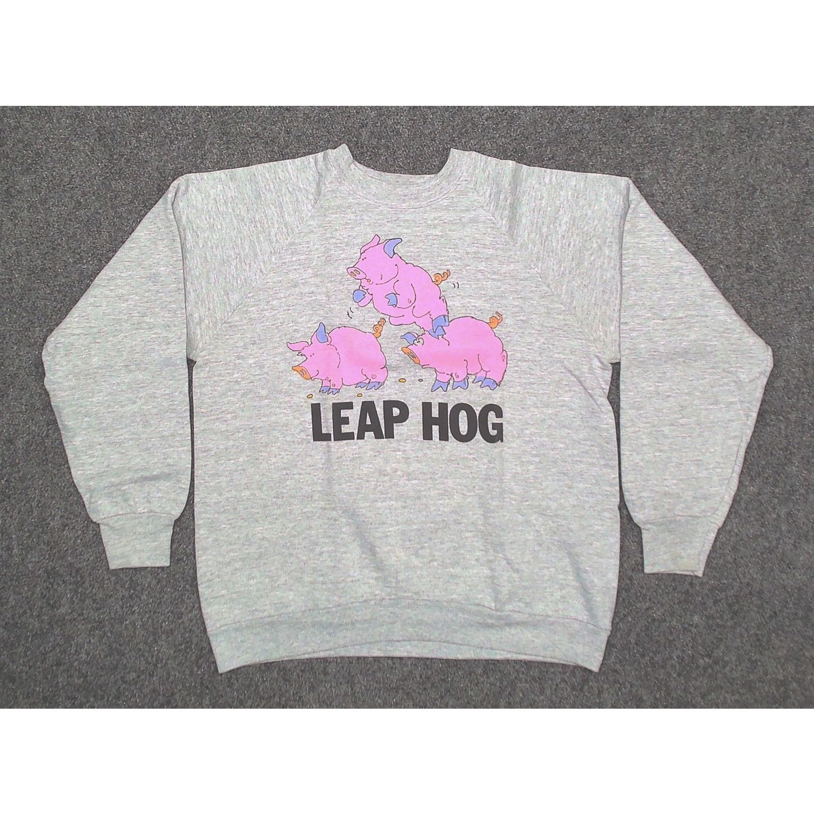 Vintage 80s Leap Hog Pig Graphic Boxy Raglan Sweatshirt Size US L / EU 52-54 / 3 - 3 Thumbnail