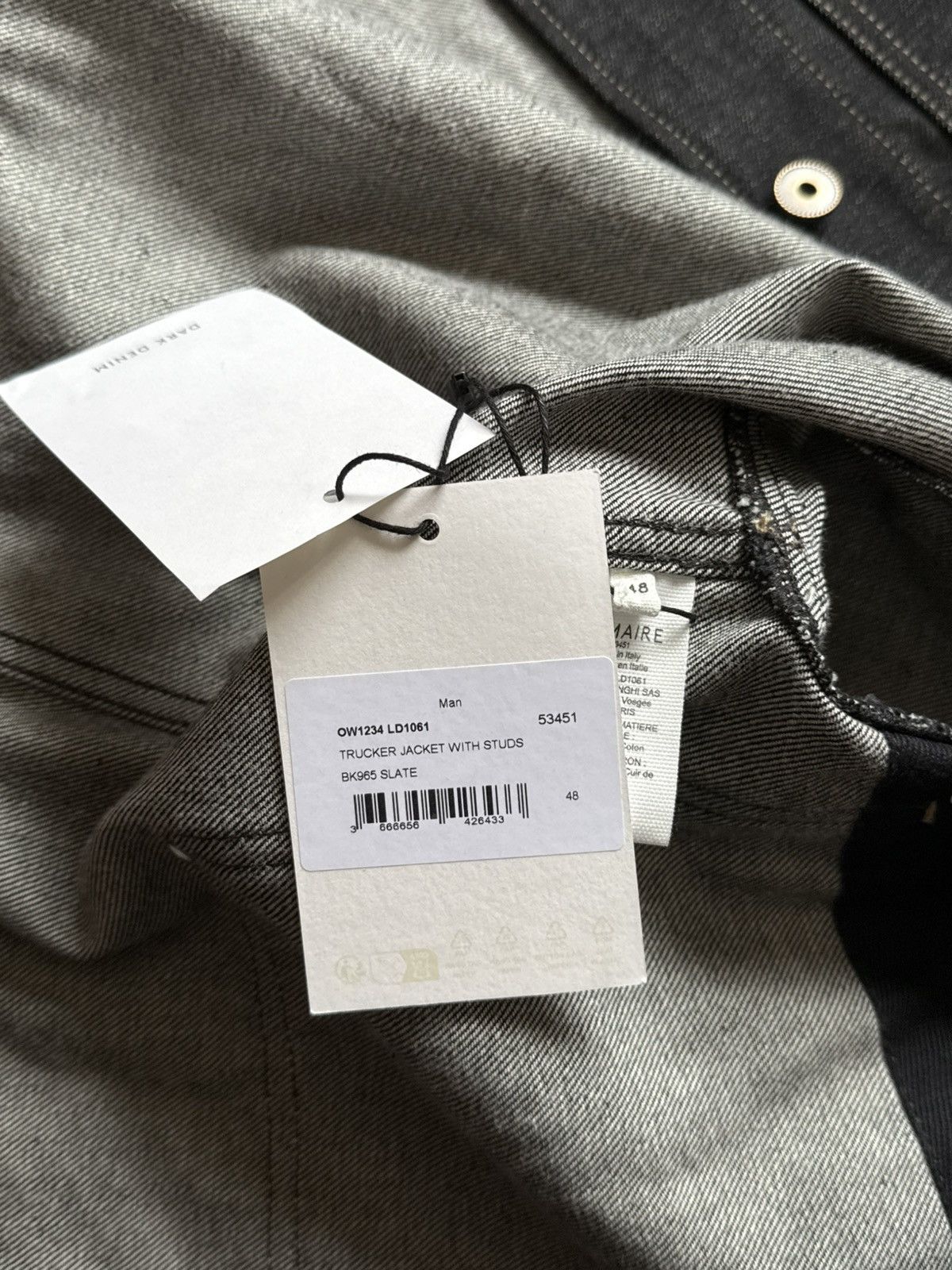 Lemaire NWT - Trucker jacket with studs Slate Size US M / EU 48-50 / 2 - 7 Thumbnail