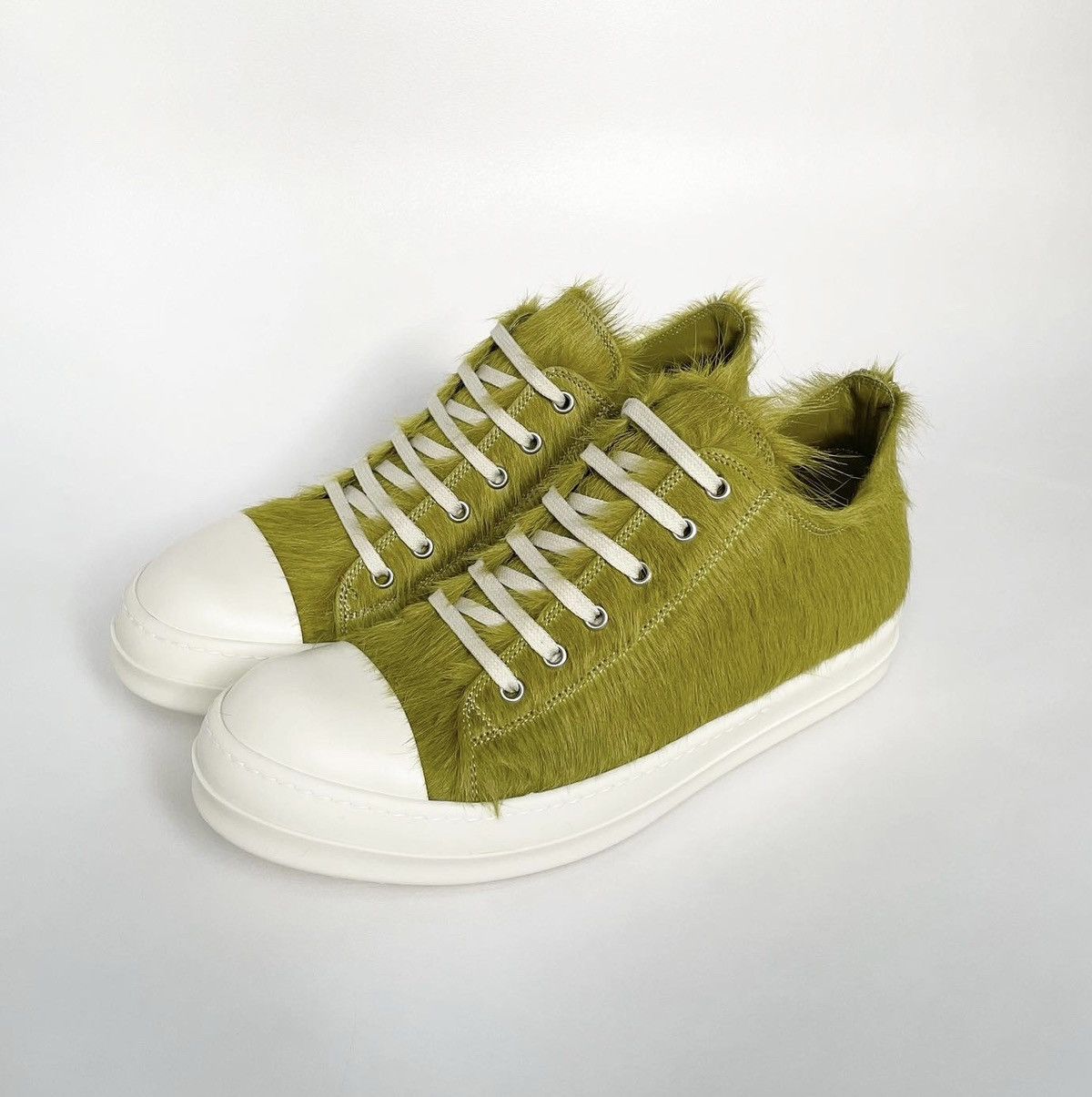 Rick Owens A/W 23 Acid Green Pony Hair Ramones Size US 10 / EU 43 - 1 Thumbnail