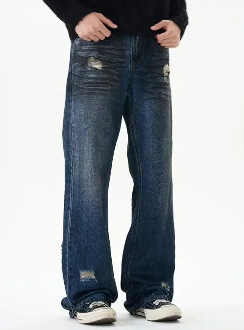 Japanese Brand High street retro distressed American dirty dyed jeans Size US 32 / EU 48 - 1 Thumbnail