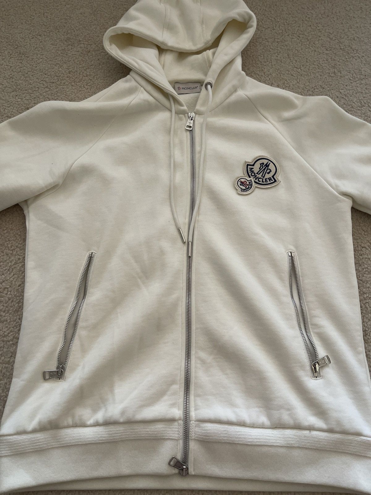 image of Moncler Hoodie in Cream, Men's (Size Medium)