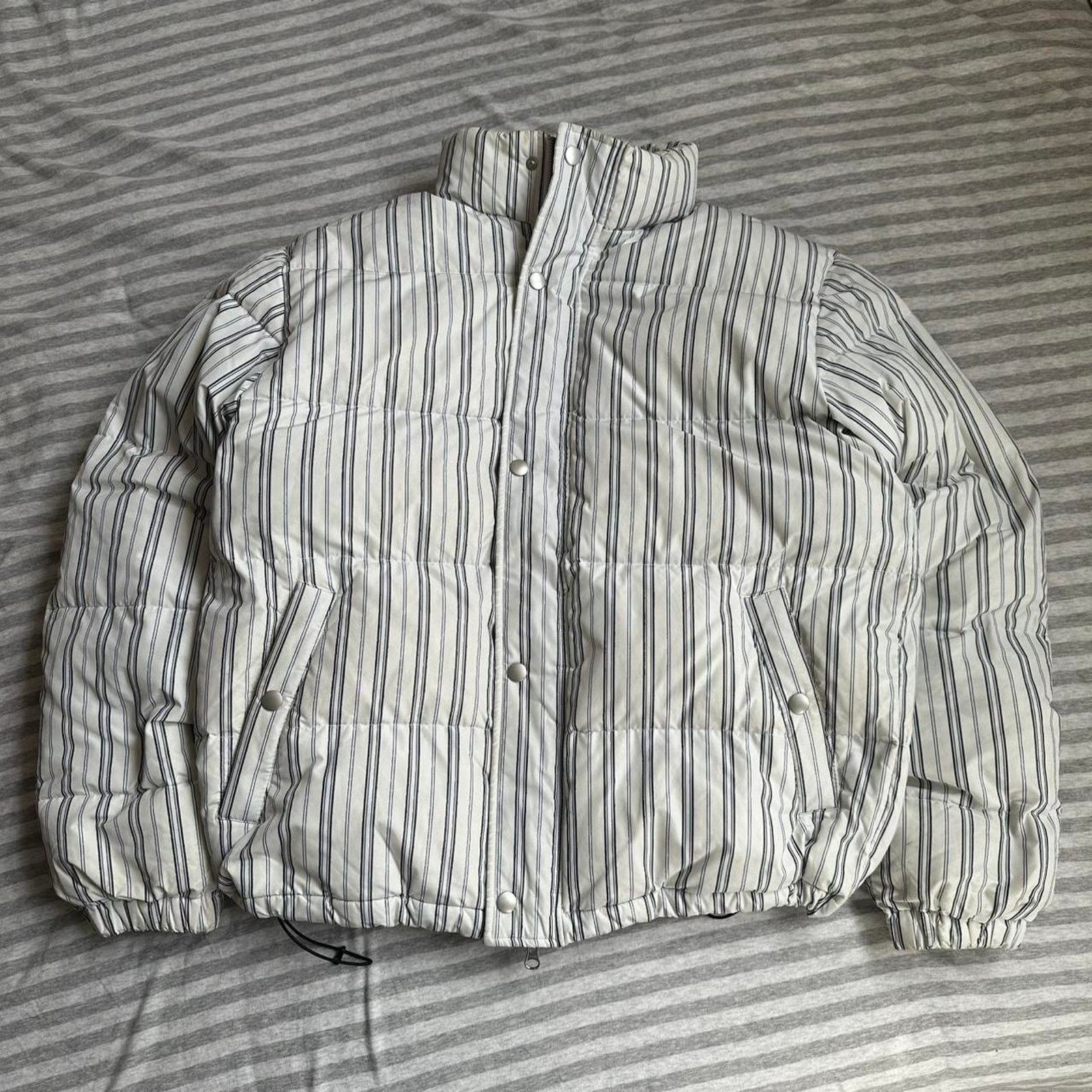 Stussy Rare White Navy Black Stussy Striped Down Puffer Jacket Size US S / EU 44-46 / 1 - 3 Thumbnail