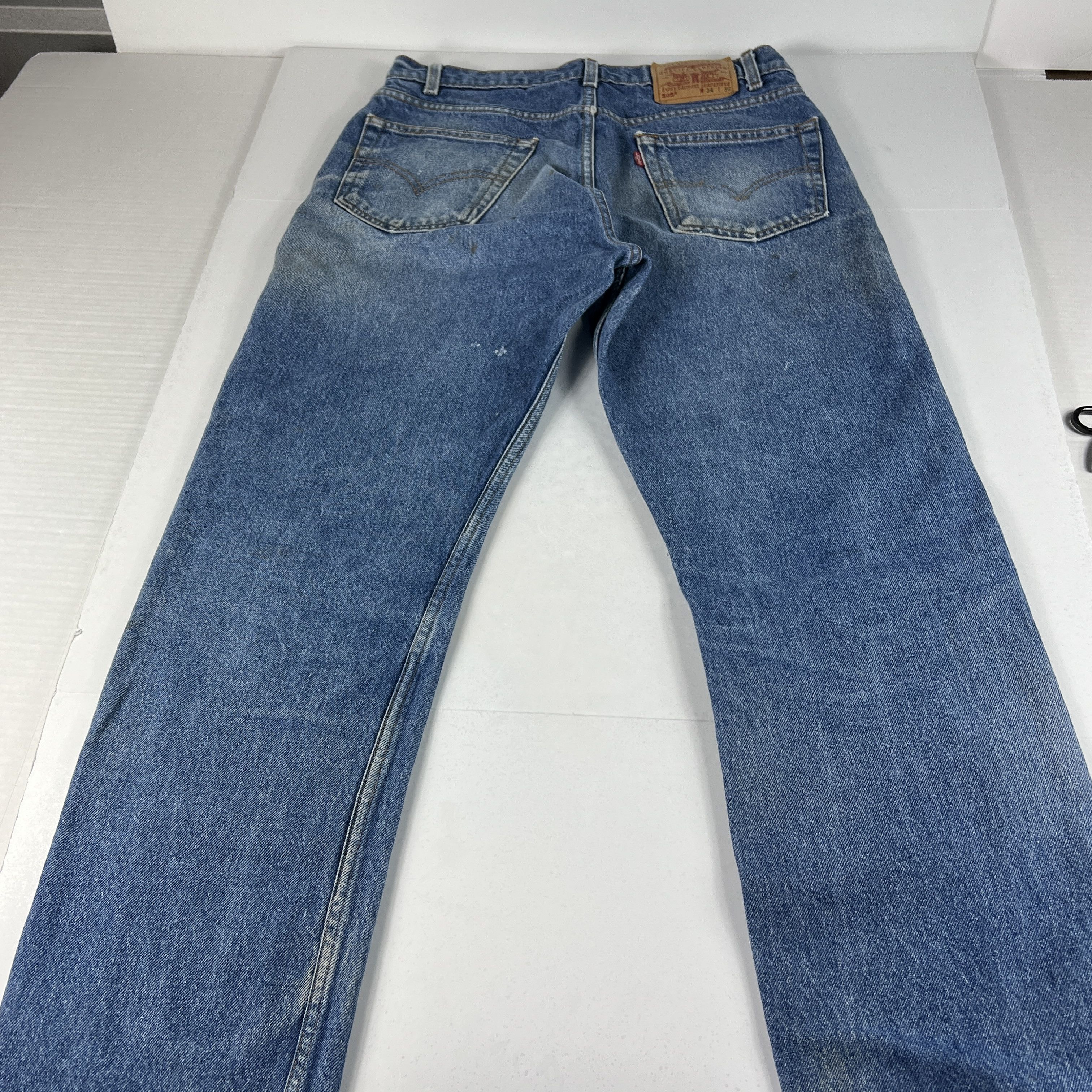 Levi's × Vintage VTG 90s Levi's Jeans 505 Straight Blue Thrashed Cotton Denim Size US 33 - 13 Thumbnail
