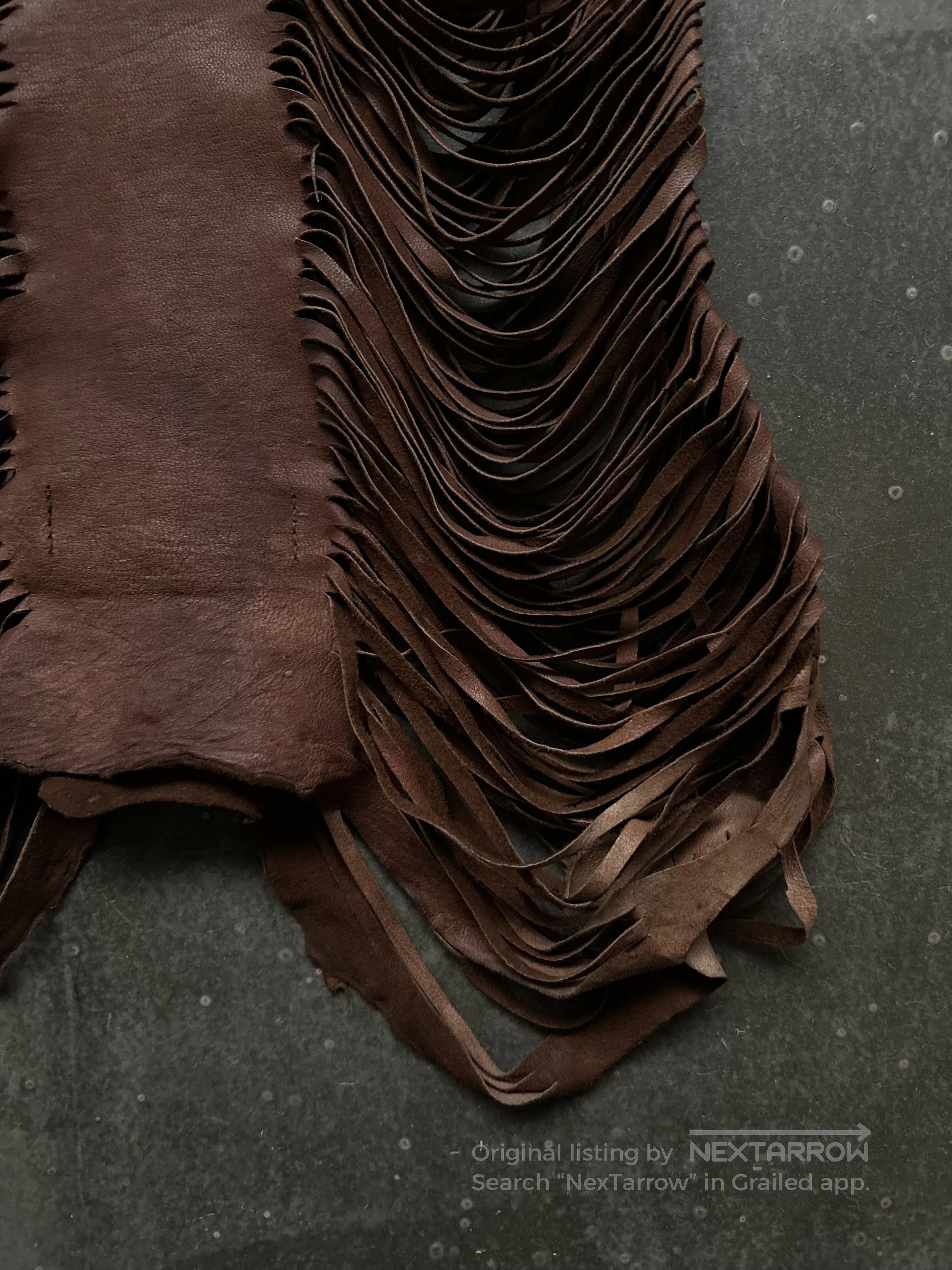 Share Spirit Homme stylish brown fringed leather vest. Size US M / EU 48-50 / 2 - 3 Thumbnail