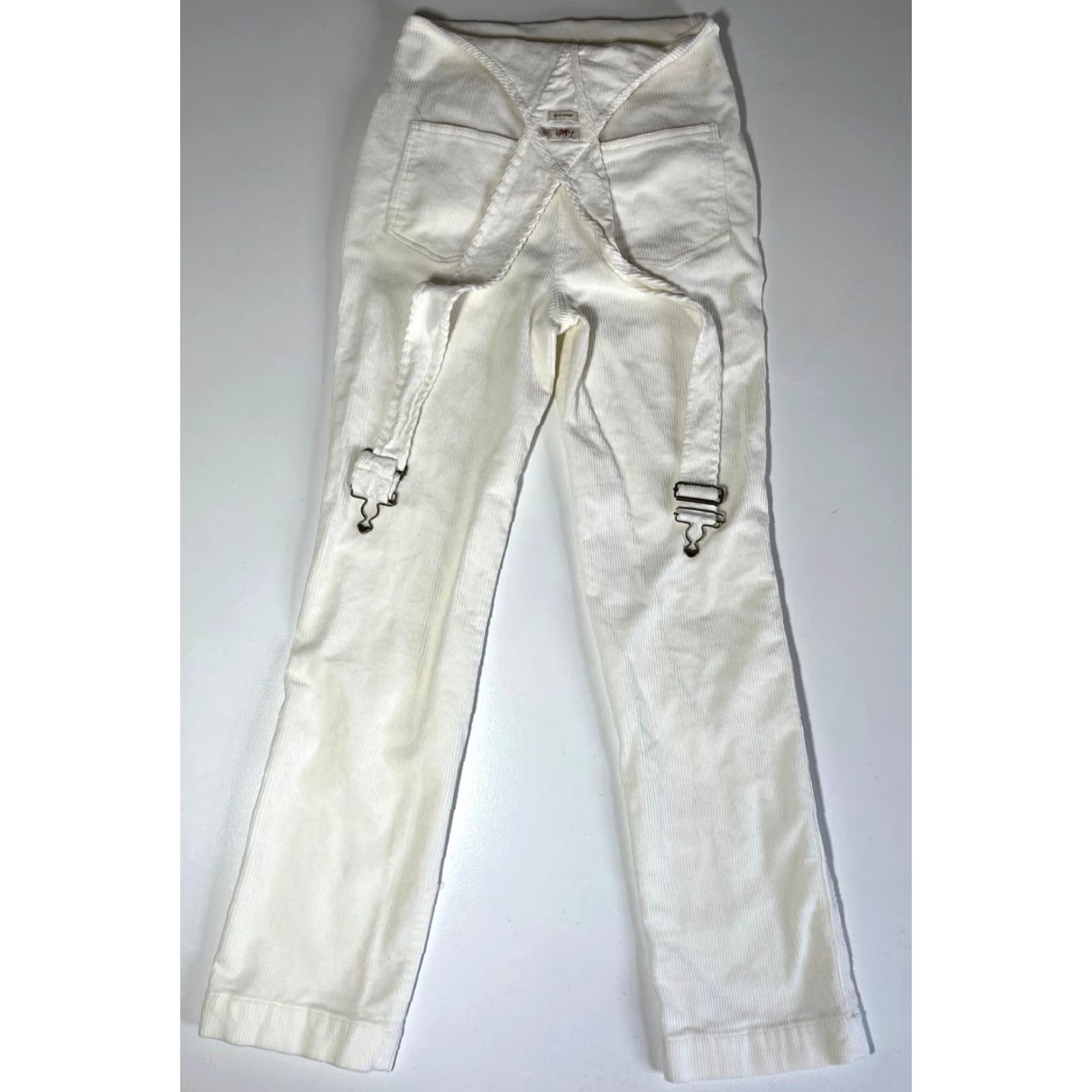 Faherty Faherty Women's Walker Corduroy Overalls Pants Ivory S 90s Organic Cotton Blend Corduroy One-Piece Casual Mens Womens Girls Boys Size 28" / US 6 / IT 42 - 6 Thumbnail
