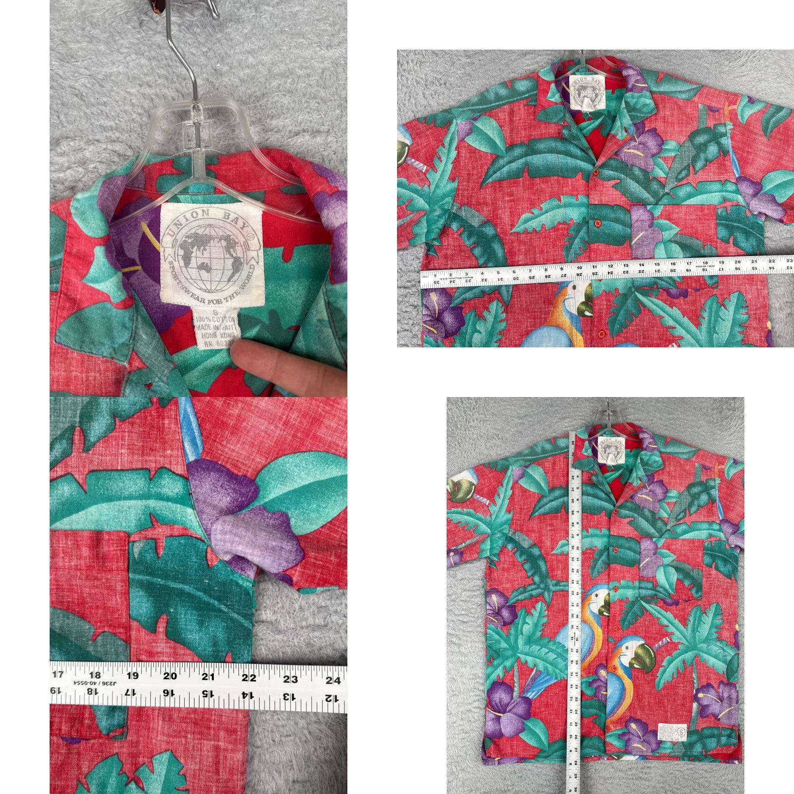 Vintage VINTAGE UNIONBAY Hawaiian Shirt Men Small Pink Parrot Cotton Button Inside Out Size US S / EU 44-46 / 1 - 8 Thumbnail