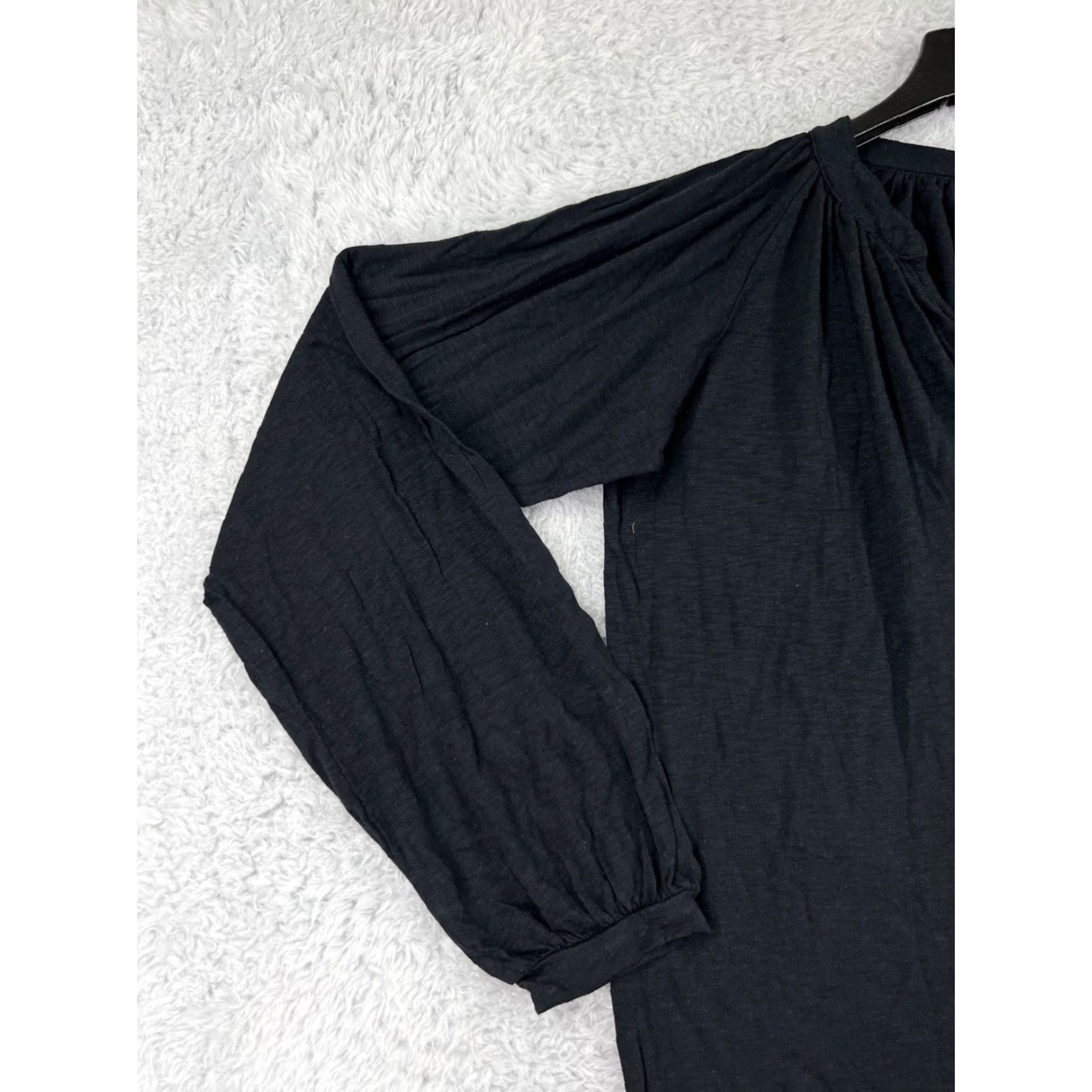 Vintage LA Made Shirt Women Small Black Long Sleeve V-Neck Cotton Blend Jersey T-Shirt Casual Womens Size S / US 4 / IT 40 - 3 Thumbnail