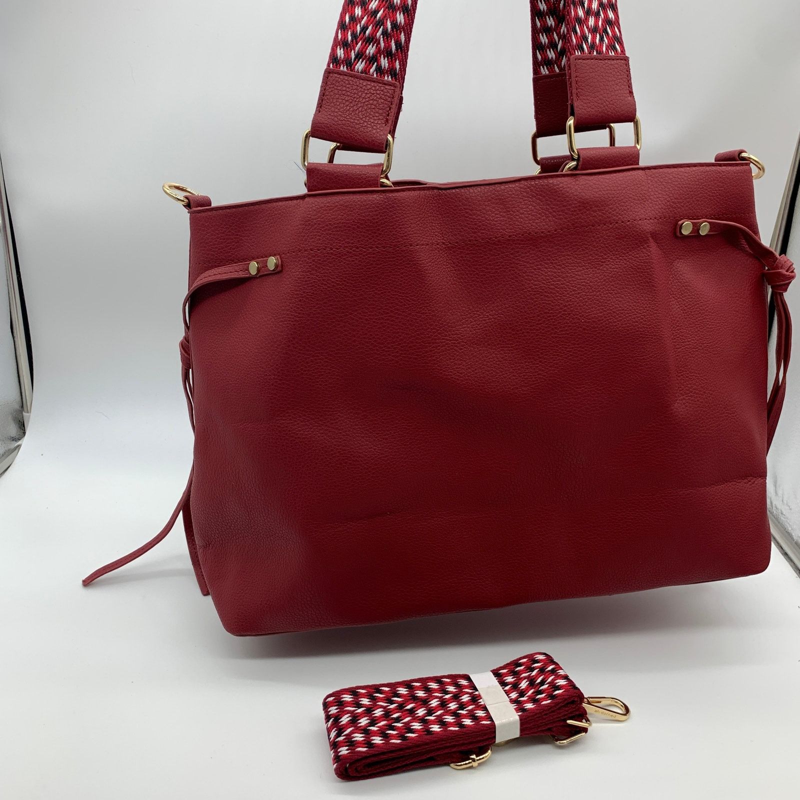 Other AHDORNED Red Purse North/South Double Handle Tote Size ONE SIZE - 11 Thumbnail