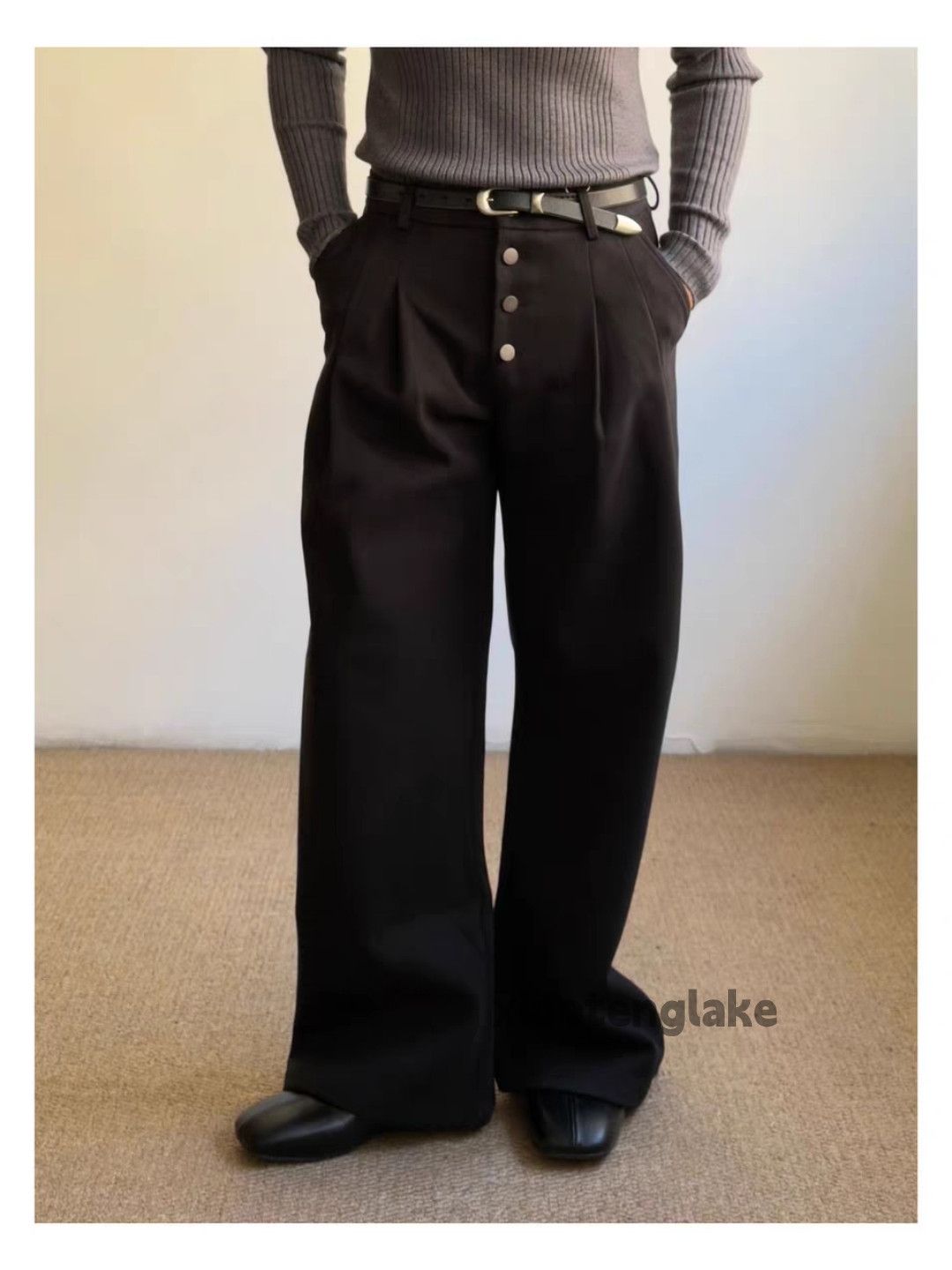 Vintage ltx woolen retro wide Leg loose yuppie cleanfit pants Size US 28 / EU 44 - 2 Thumbnail