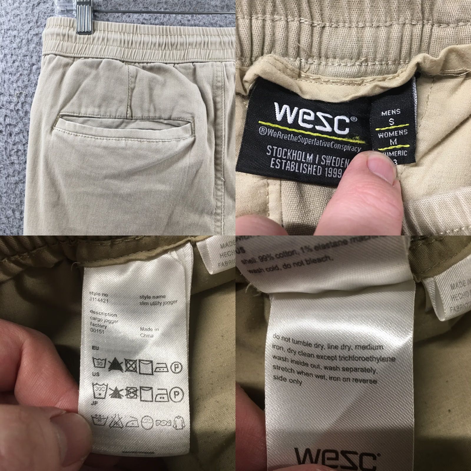 WeSC WESC Beige Jogger Pants Womens S Cargo Pockets Zip Fly Regular Rise 30x26.5 Inseam 26.5 Size 28" / US 6 / IT 42 - 10 Thumbnail