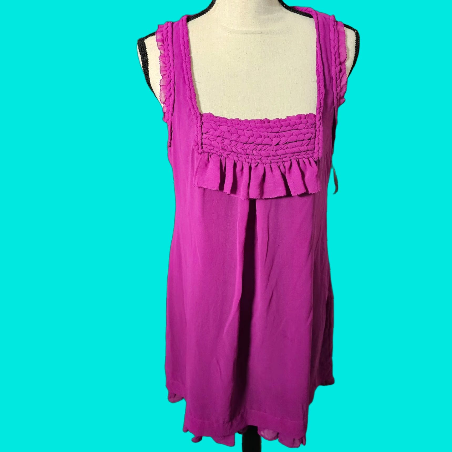 Vintage Esley Women Purple Sleeveless Blouse L Square Neck Trim Accent Casual Shirt Women L Purple Square Neck Blouse Casual Esley Size L / US 10 / IT 46 - 1 Thumbnail