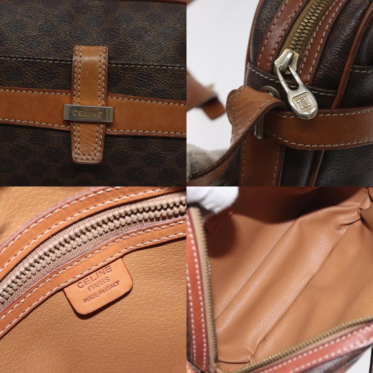 Celine CELINE Macadam Canvas Shoulder Bag Pvc Leather Brown Gold Size ONE SIZE - 11 Thumbnail