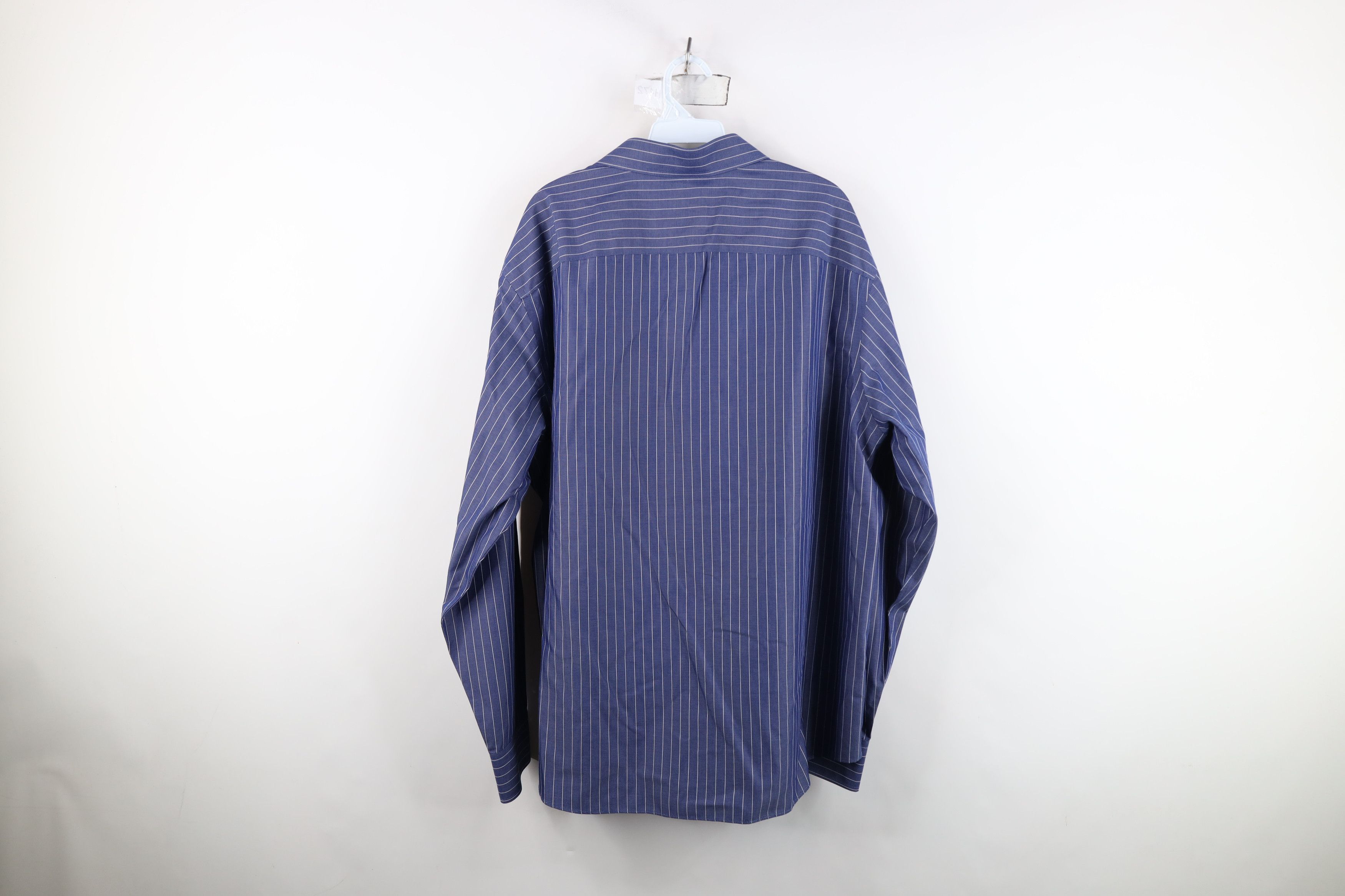 UNTUCKit Untuckit Pinstriped Collared Button Dress Shirt Blue Size US XXL / EU 58 / 5 - 9 Thumbnail