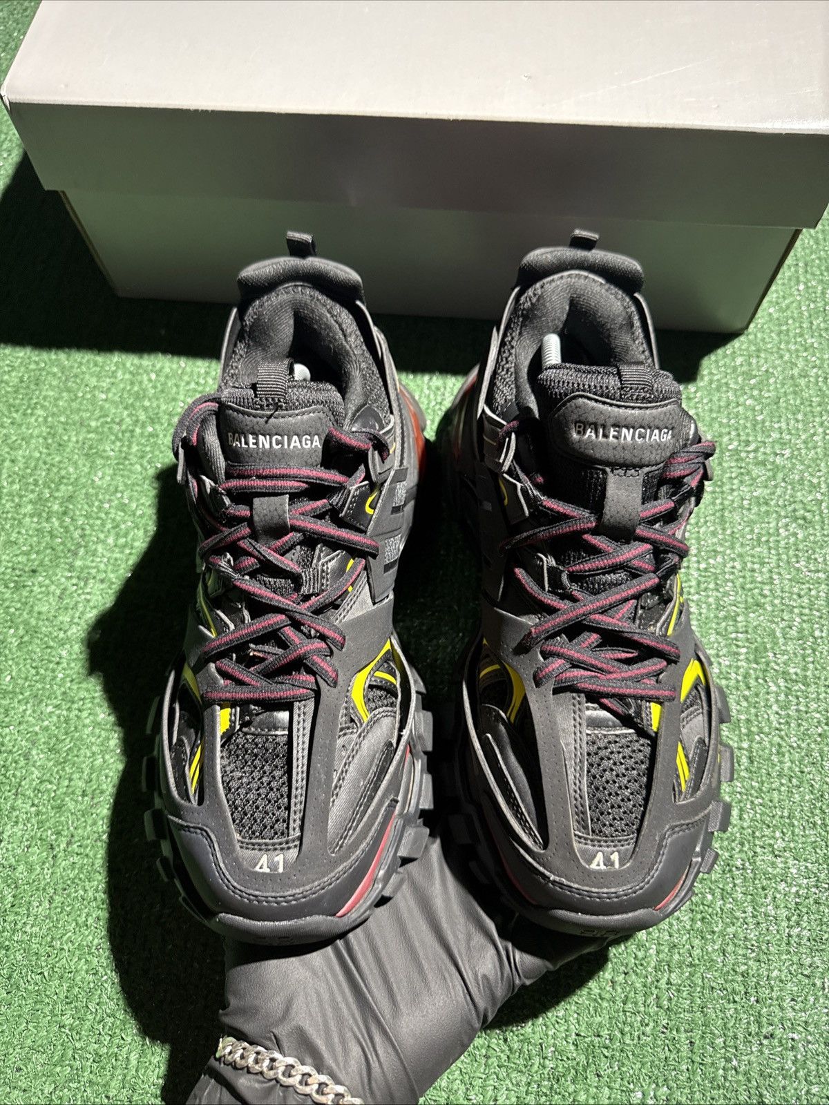 Size 8 41 Balenciaga Track Sneaker Black Bordeaux Yellow
