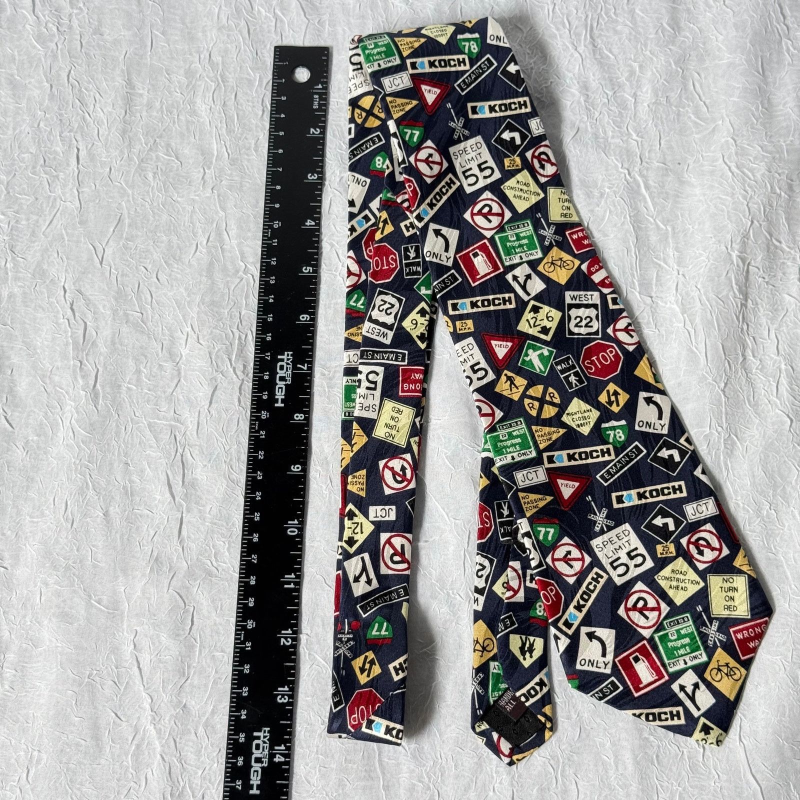 Vintage Vintage Giorgio Silk Tie Road Signs Traffic Street Sign 90s Size ONE SIZE - 5 Thumbnail