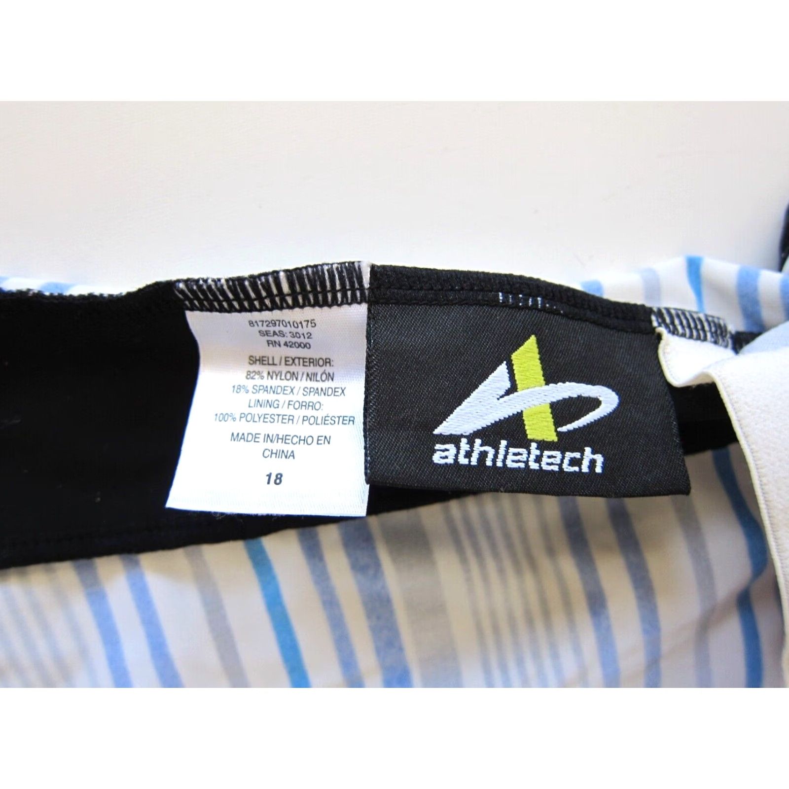 Vintage Athletech Tankini Swim Top Striped Racerback Built In Bra Blue White 18 Womens Size XXL / US 16-18 / IT 52-54 - 4 Thumbnail
